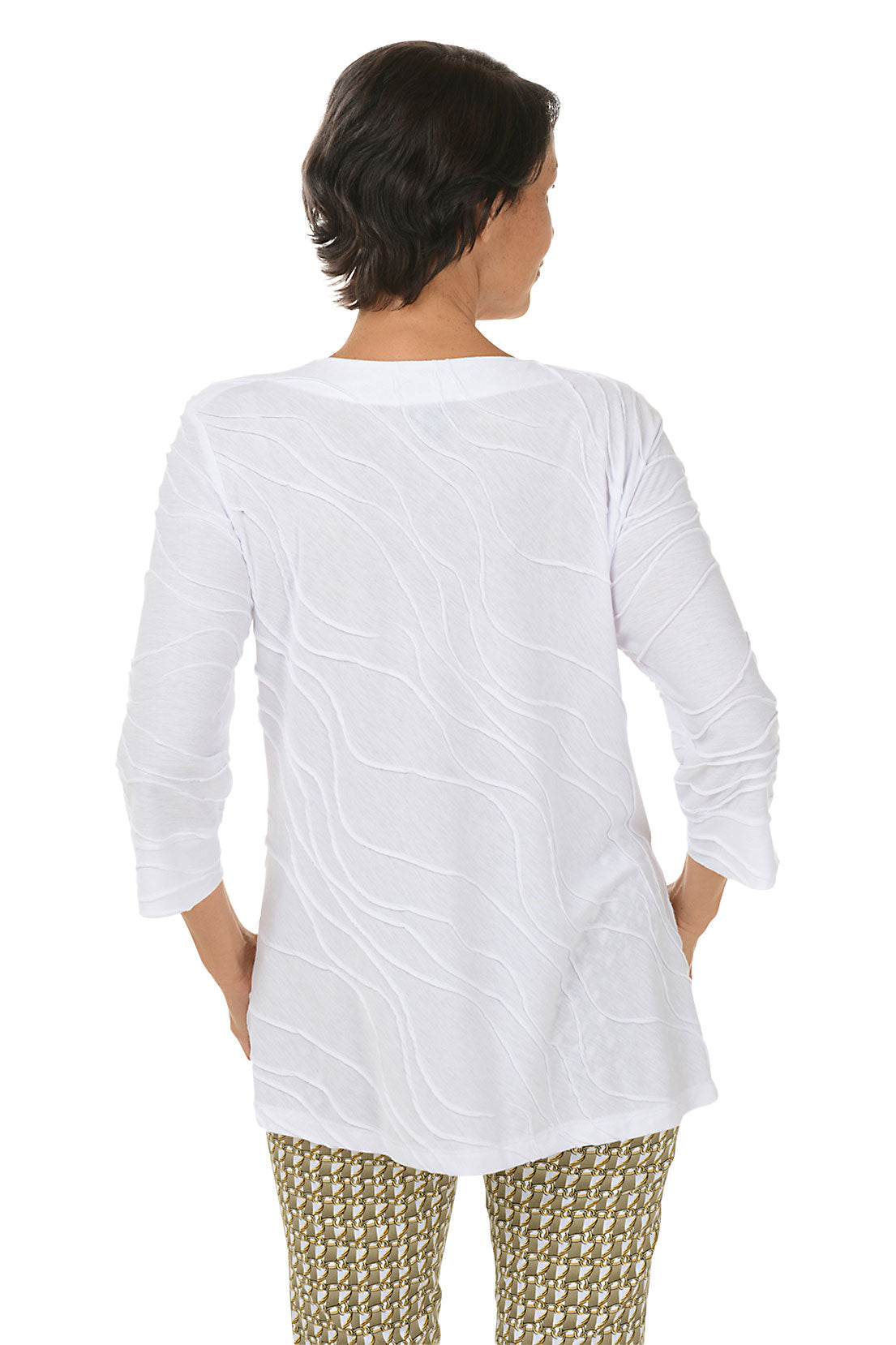 Wave Seam Knit Tunic for Women - Comfortable Stretch Casual Long Top - Perfect for Work, Travel & Everyday Wear