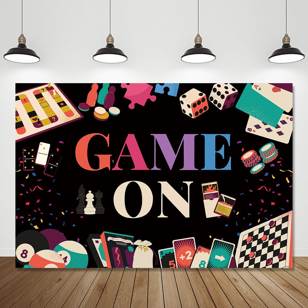 Gaming Party Backdrop - Gambling Chess Card Game Night Theme for Photography, Birthday Decor, Family & Friends Gatherings - Perfect for Photobooth, Studio Props & Gamer Favors