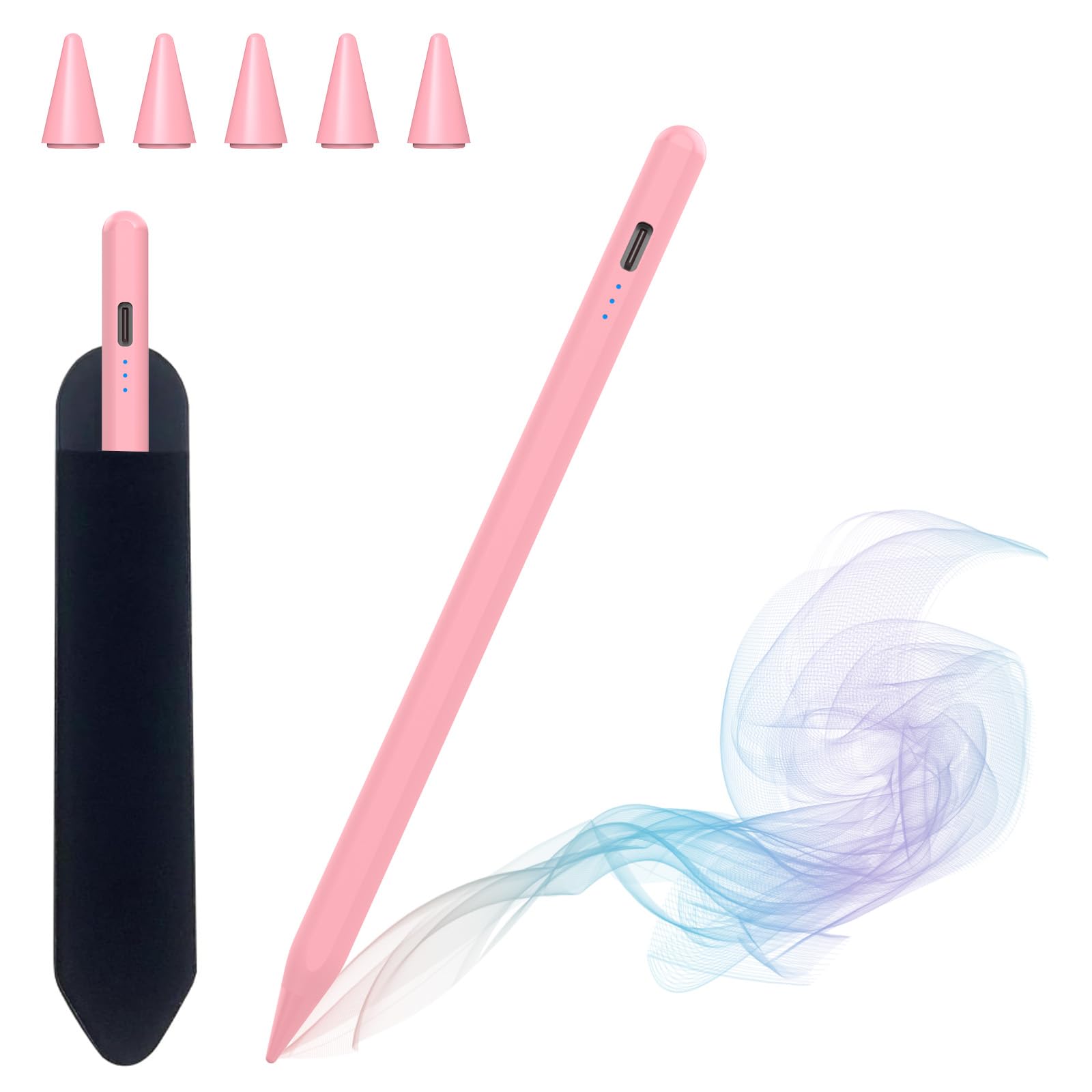 Premium iPad Stylus Pen - Fast Charging & Magnetic Apple Pencil Alternative for iPad Pro 11/12.9, iPad Air 5/4/3, iPad Mini 6/5, iPad 10/9/8/7/6 (2018-2024 Models) - Pink Digital Drawing & Note Taking Pen for Artists, Students & Professionals
