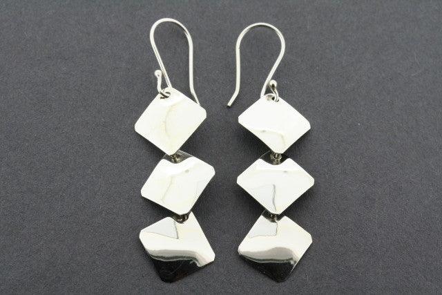 3-Pack Convex Diamond Drop Earrings in Sterling Silver - Elegant Dangle Earrings for Women, Perfect for Parties, Weddings & Everyday Wear