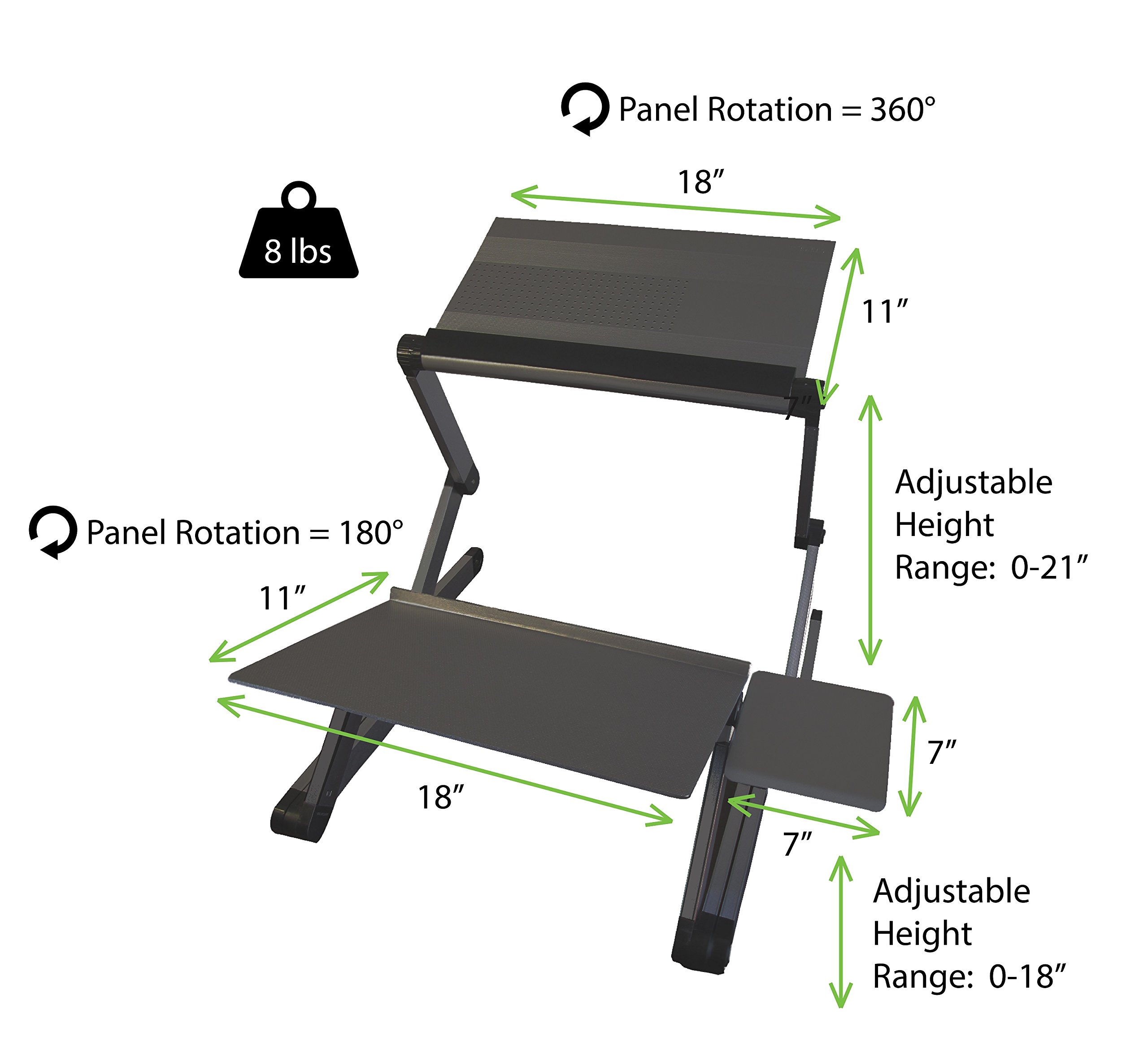Adjustable Standing Desk Converter with 2 Cooling Fans & 3 USB Ports - Ergonomic Sit to Stand Riser for Monitor & Laptop - Height & Angle Adjustable Workstation for Home Office, Gaming & Study