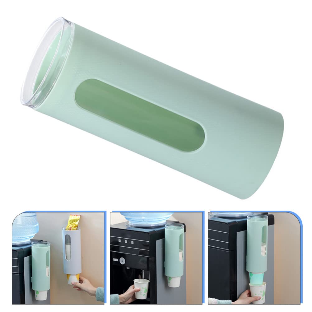 Housoutil Adhesive Cup Holder - Plastic Paper Cup Storage Organizer & Dispenser for Office, Kitchen, or Home - Hanging Wall Mount Container Rack for Easy Access