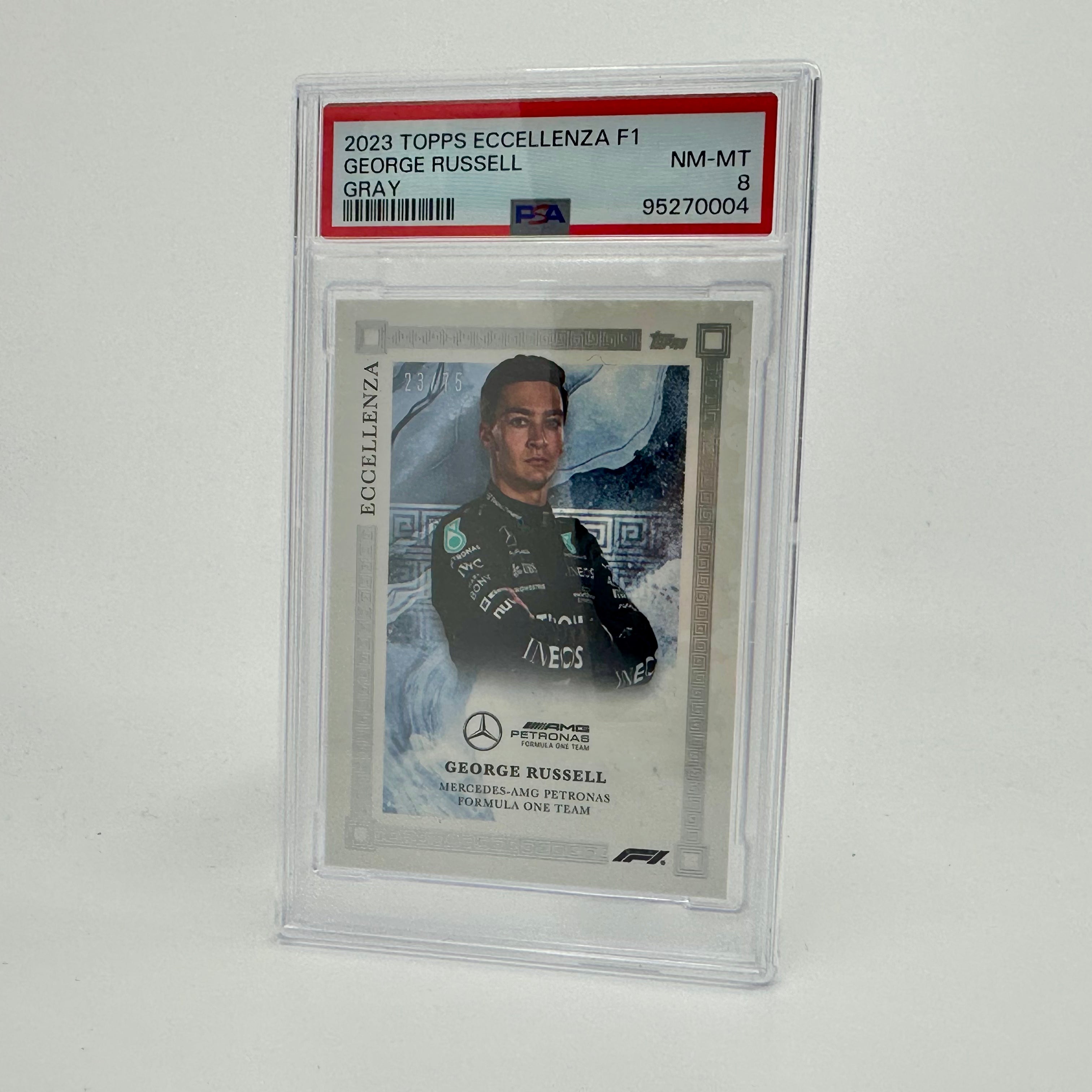 2023 George Russell Gray PSA 8 23/75 Eccellenza Trading Card - Perfect for Collectors, Sports Memorabilia & Investment