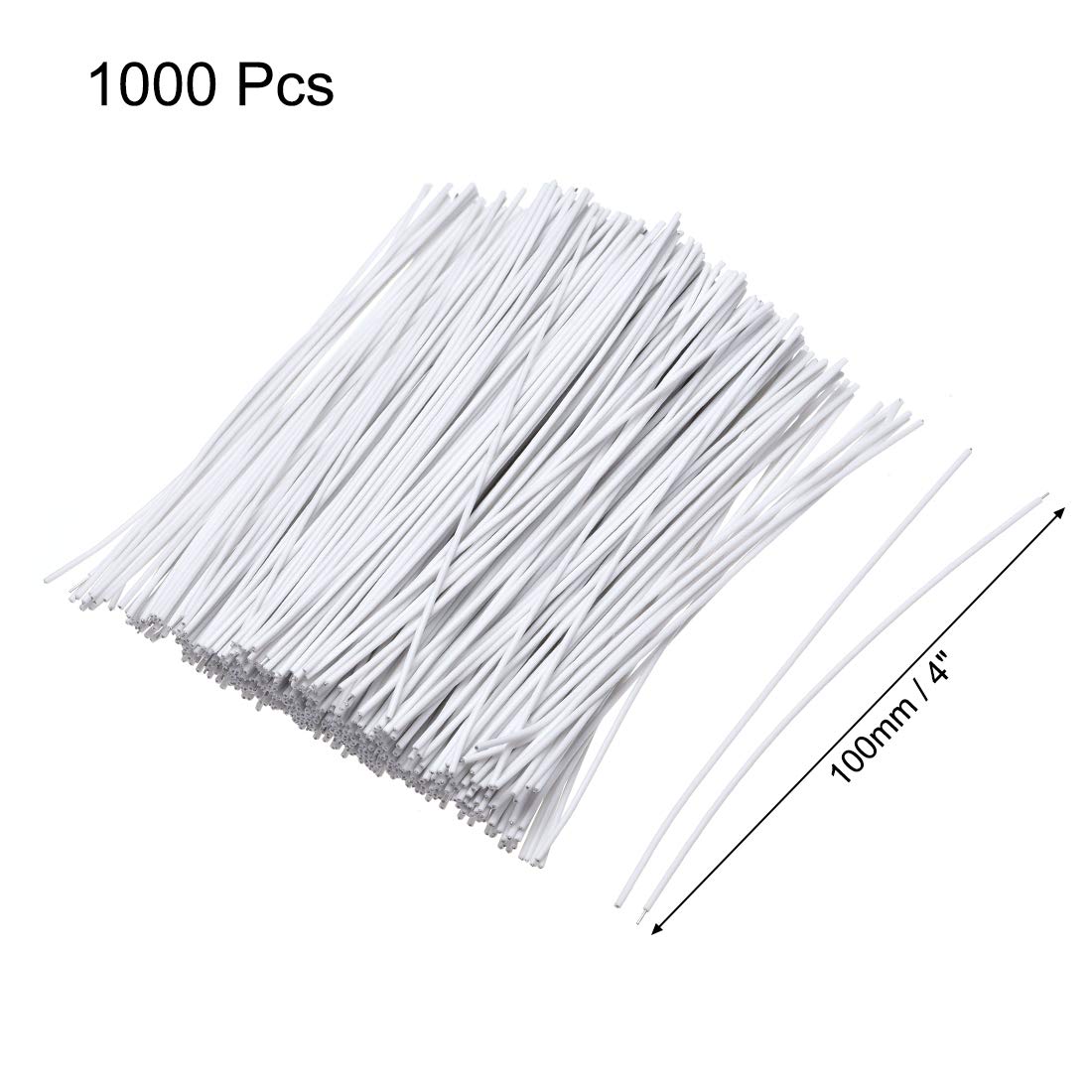 uxcell 1000pcs Metallic Twist Ties 100mm x 1mm - White Plastic Cable Cord Ties for Organizing Wires, DIY Crafts & Home Office Use