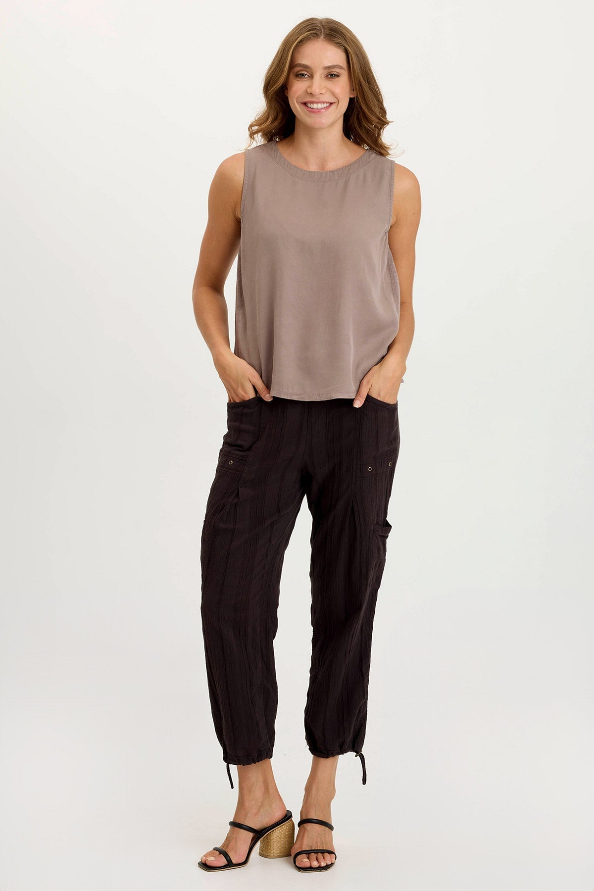 Massimo Twill & Jersey Wide Neck Tank Tops for Women - Comfortable Stretchy Casual & Workout Tops - Perfect for Yoga, Gym, and Everyday Wear