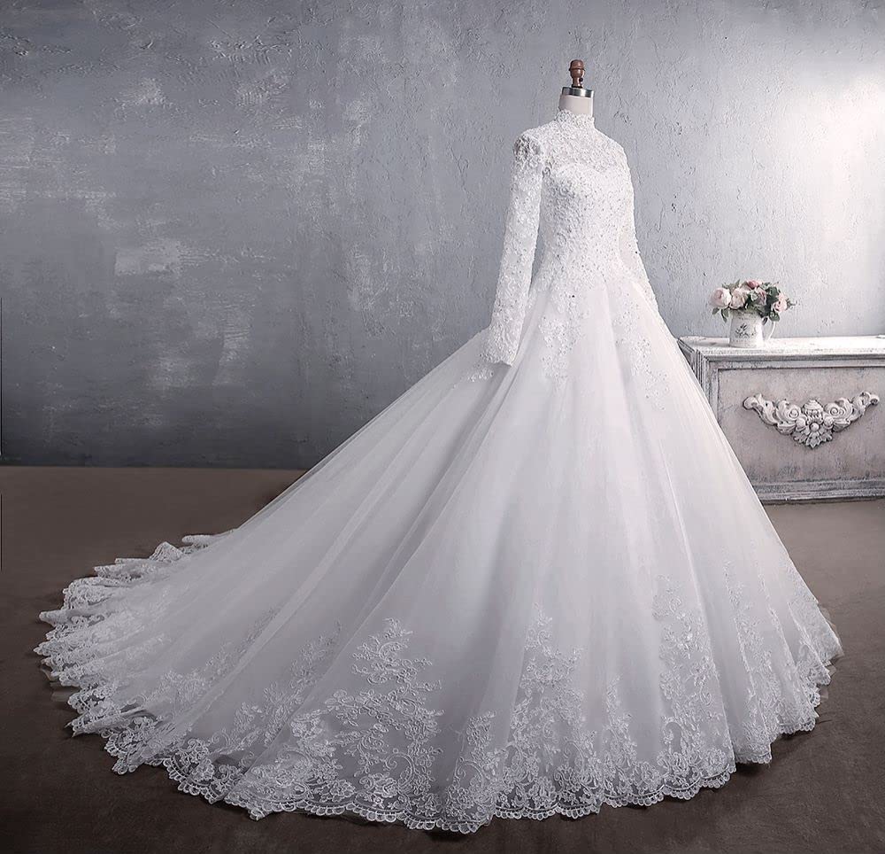 Elegant Long Sleeve Lace Wedding Dress for Women - Romantic Garden & Outdoor Bridal Gown for Church, Beach, and Formal Ceremonies