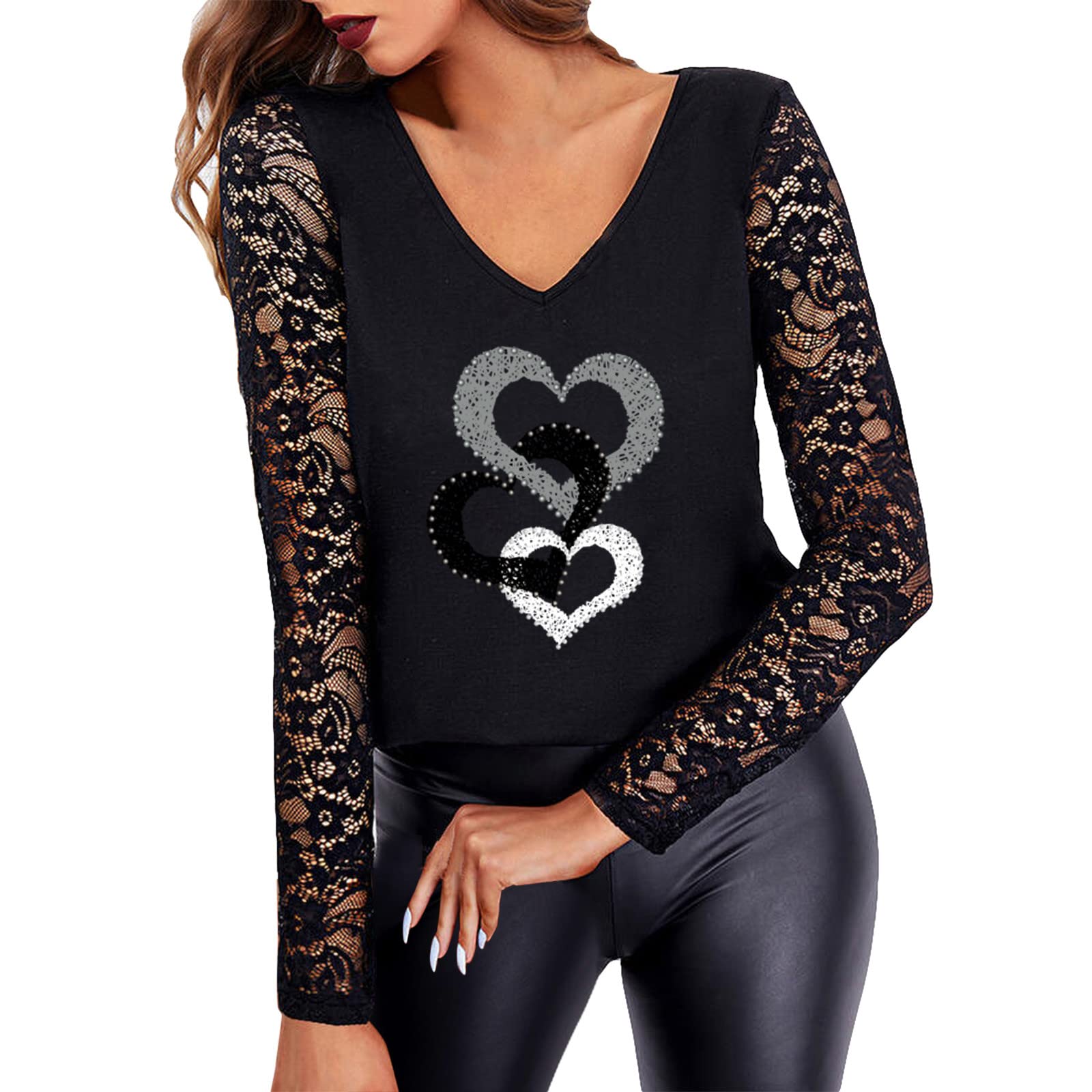 Women's V-Neck Mesh Long Sleeve Casual Blouse - Solid Color Loose Fit Pullover Top for Everyday Wear & Office Outfits