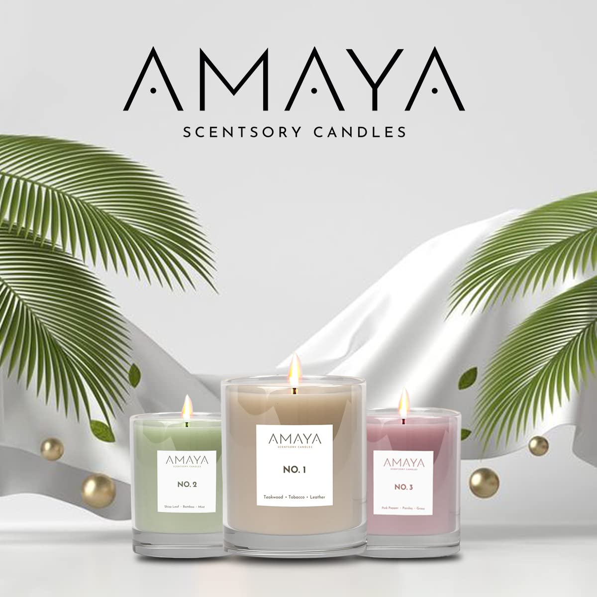 Amaya Scented Candles | 8Oz Soy Wax Candles with Asian-Inspired Fragrance | Pink Pepper, Parsley & Grass Aromatherapy Candle | Home Decor & Relaxation Gift for Women | Perfect for Spa Nights, Meditation & Cozy Home Ambiance