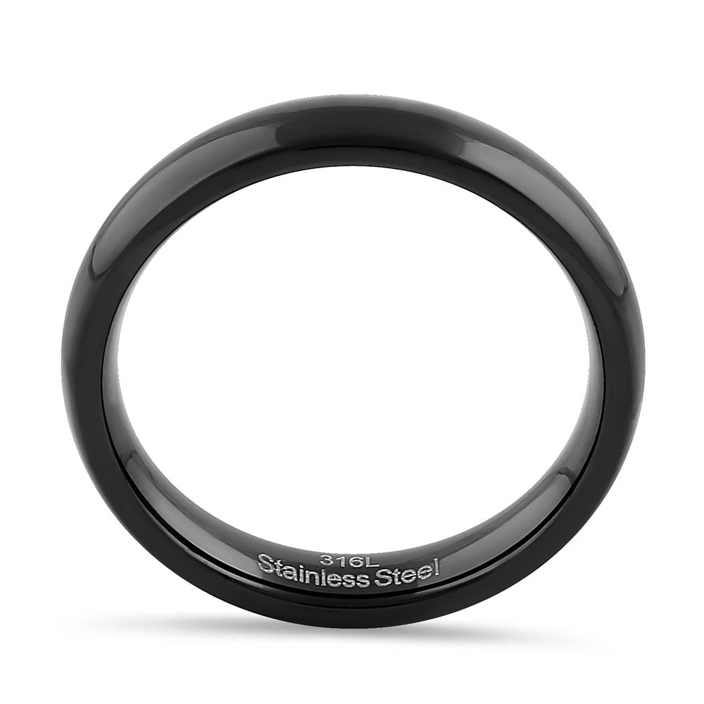 Premium 4mm Stainless Steel Black High Polish Band Ring for Men & Women - Durable Wedding, Engagement, or Fashion Jewelry Gift