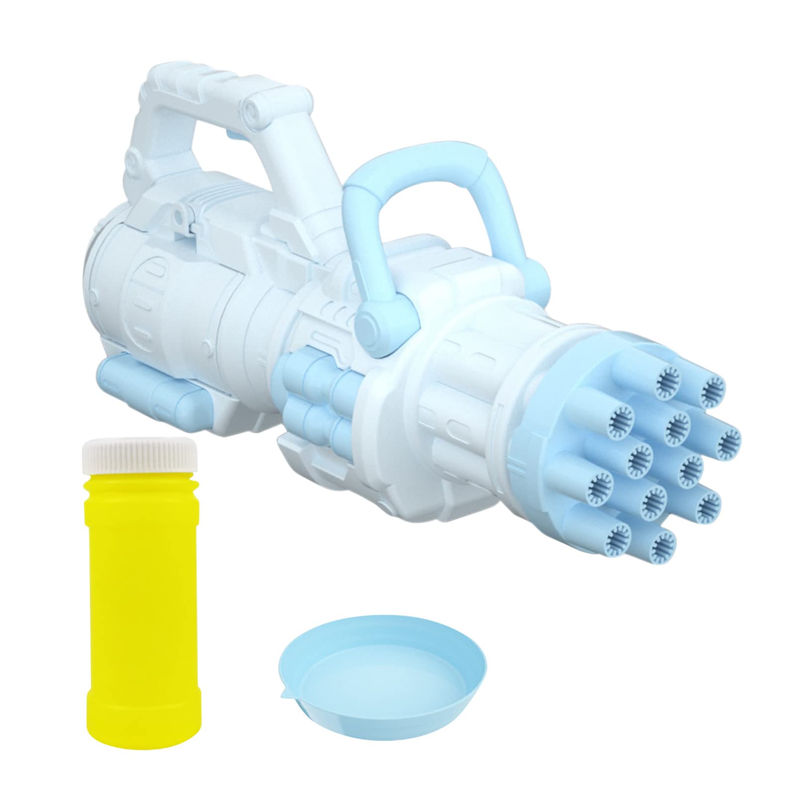 Gatling Bubble Gun for Kids - 12-Hole Automatic Bubble Blower Machine with Music & LED Lights | Fun Outdoor & Indoor Bubble Toy for Toddlers, Birthday Parties, and Summer Play