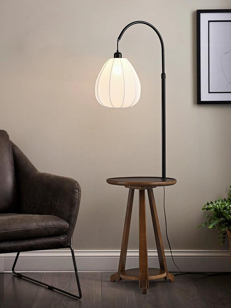 Modern Arc Side Table Floor Lamp with Adjustable Height - Perfect for Living Room, Bedroom, or Office Lighting