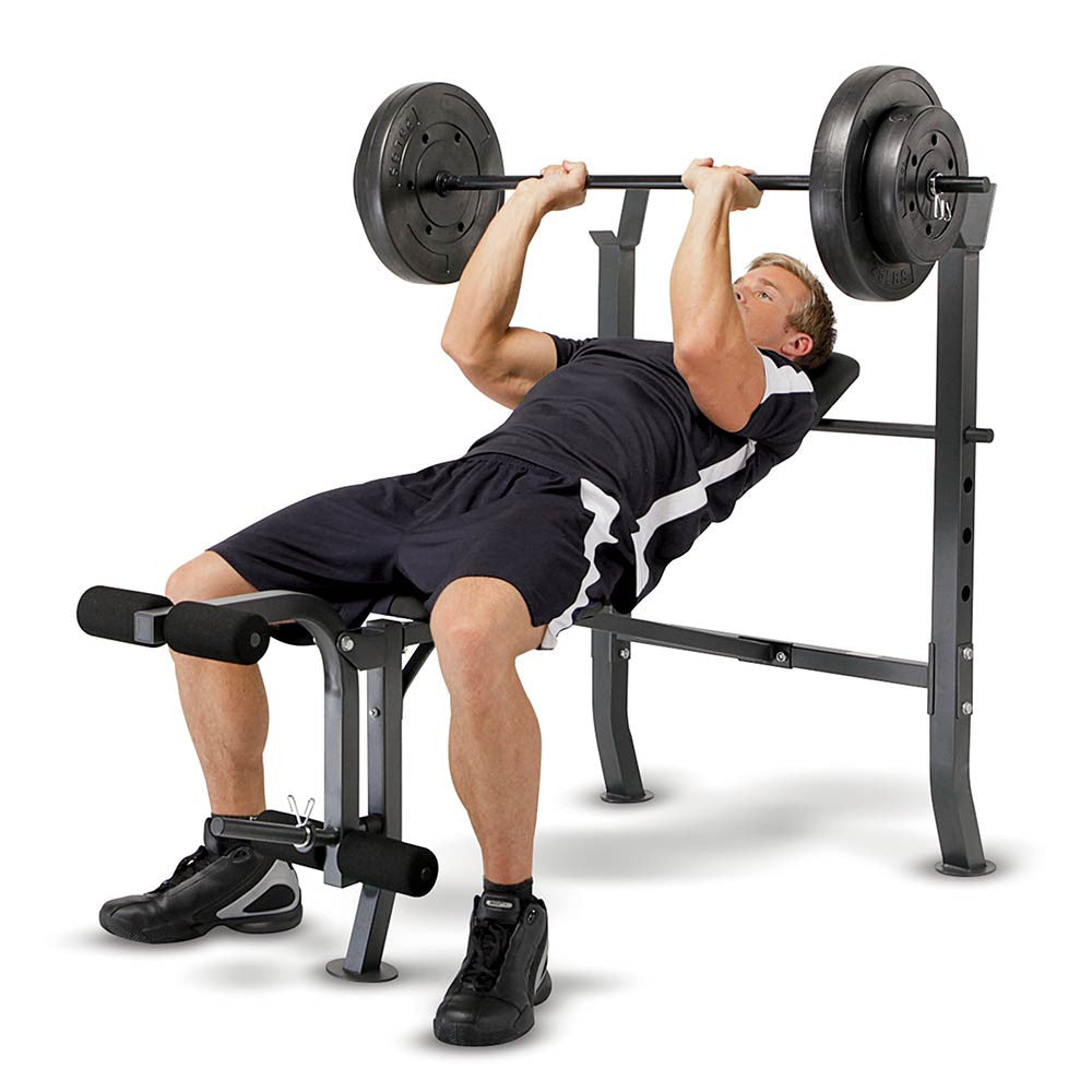 Marcy MD 2080 Weight Bench with 80lb Weight Set - Adjustable Home Gym Equipment for Strength Training & Fitness Workouts - Perfect for Home Gym, Garage Workouts & Bodybuilding Training