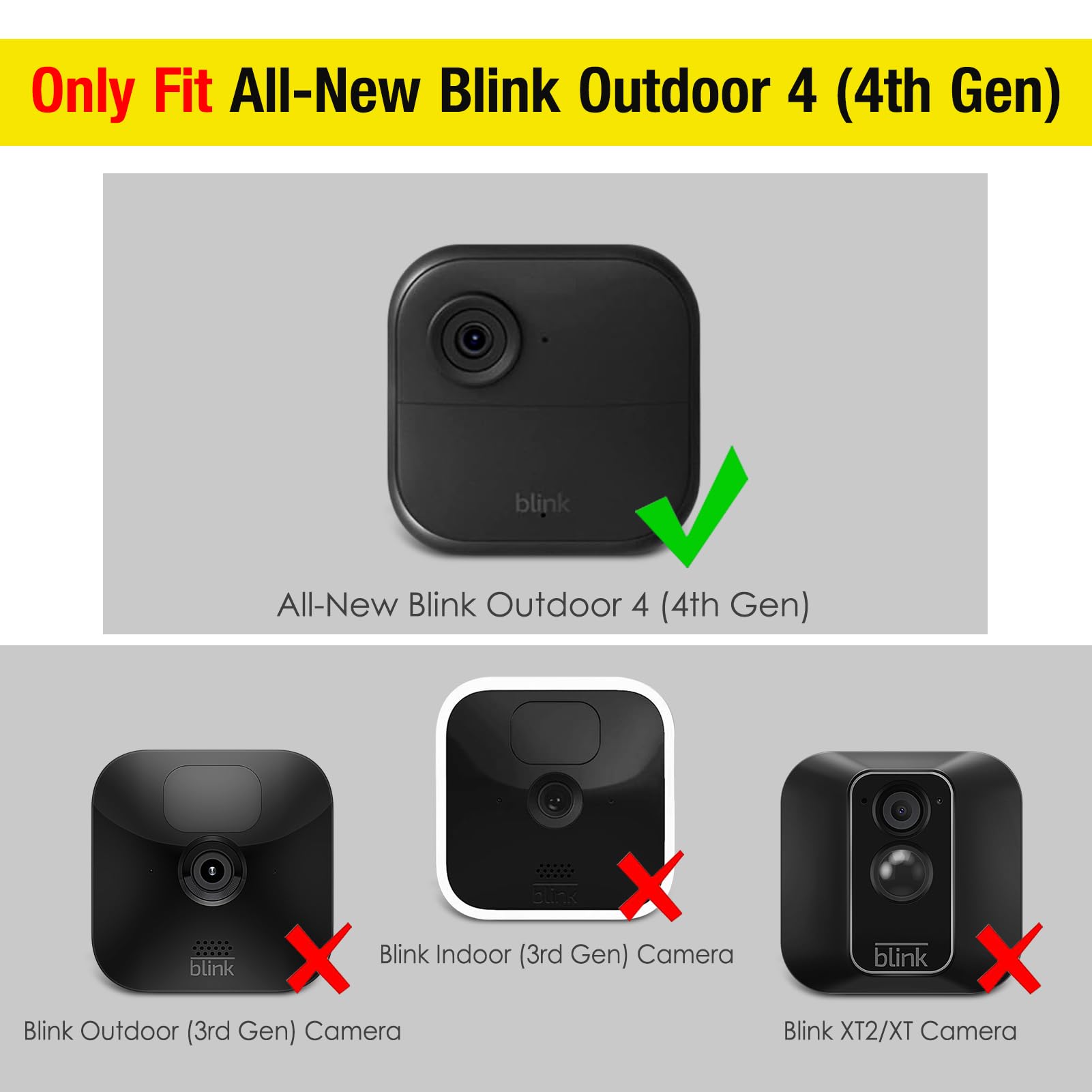 Silicone Protective Cover for Blink Outdoor 4 (4th Gen) Camera - 3 Pack Weatherproof Skin Case with Hat Brim for Blink 4 Smart Security Camera (Black) - Perfect for Outdoor Home Security, Surveillance & Weather Protection