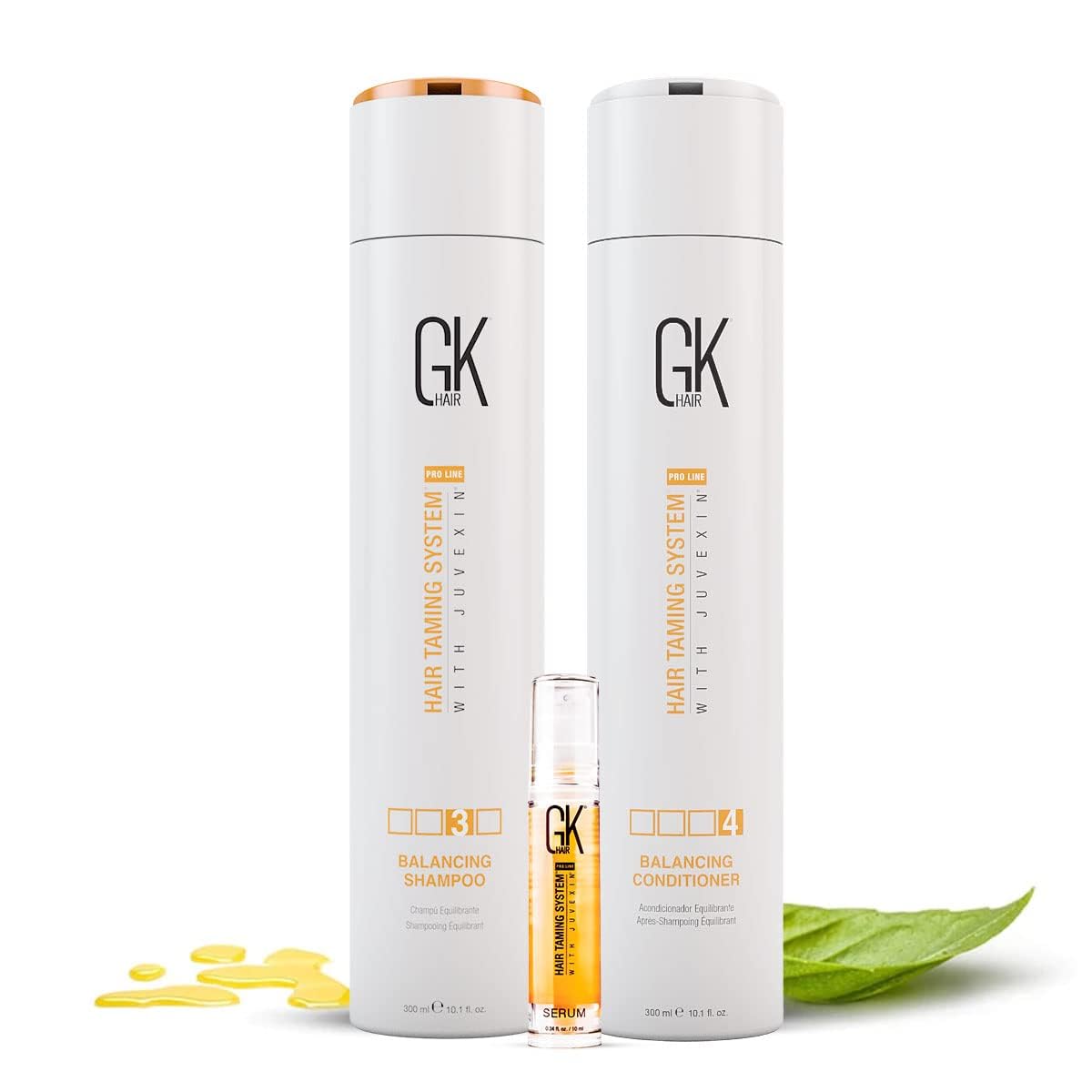 GK Hair Balancing Keratin Shampoo & Conditioner Set (300ml) with Free 10ml Argan Oil Serum - Sulfate Free, Paraben Free for Oily Hair & Scalp - pH Balancing Hair Care for Daily Use & Salon-Quality Results