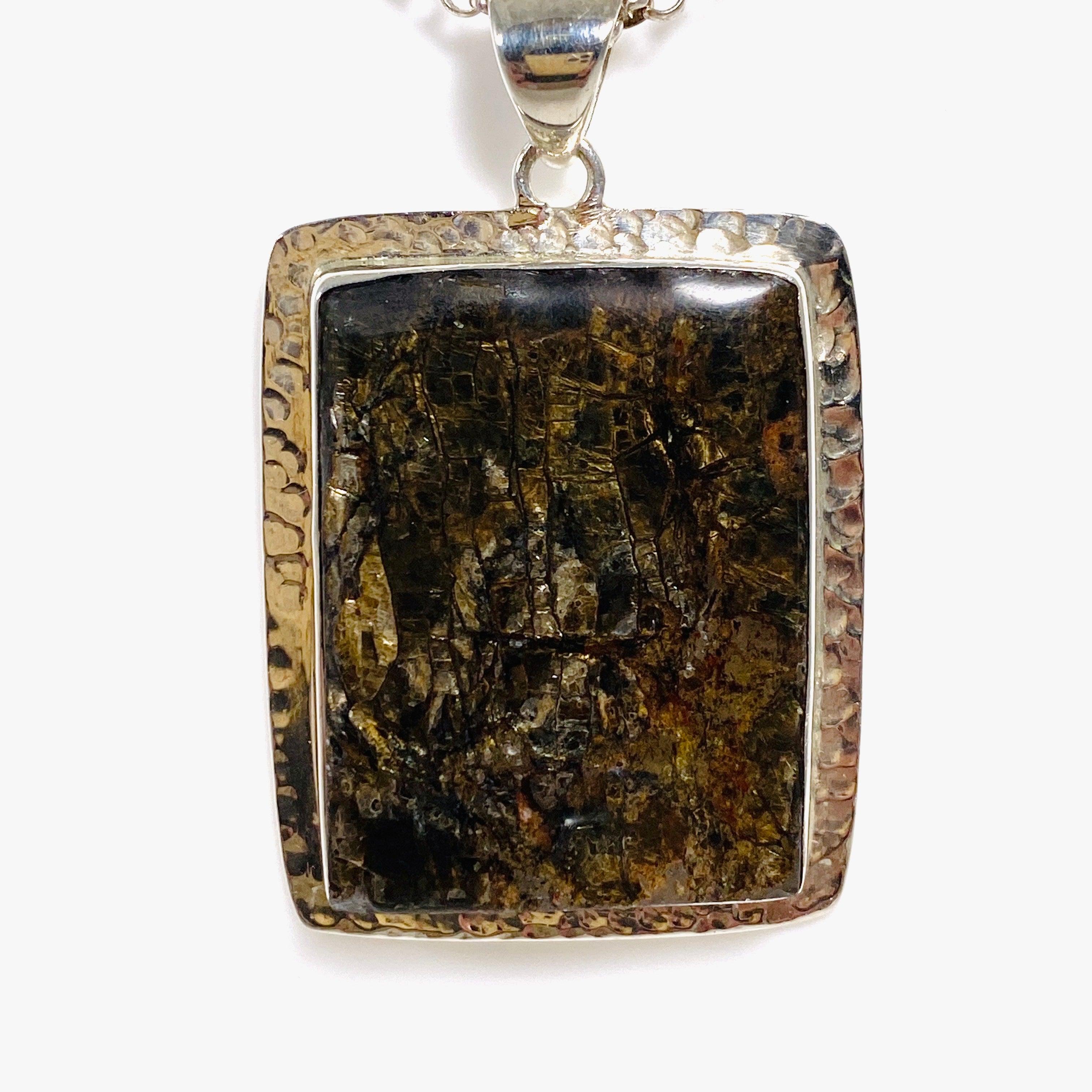 Golden Mica Rectangular Pendant Necklace - Elegant KPGJ2881 Jewelry for Women, Perfect for Parties, Weddings & Special Occasions