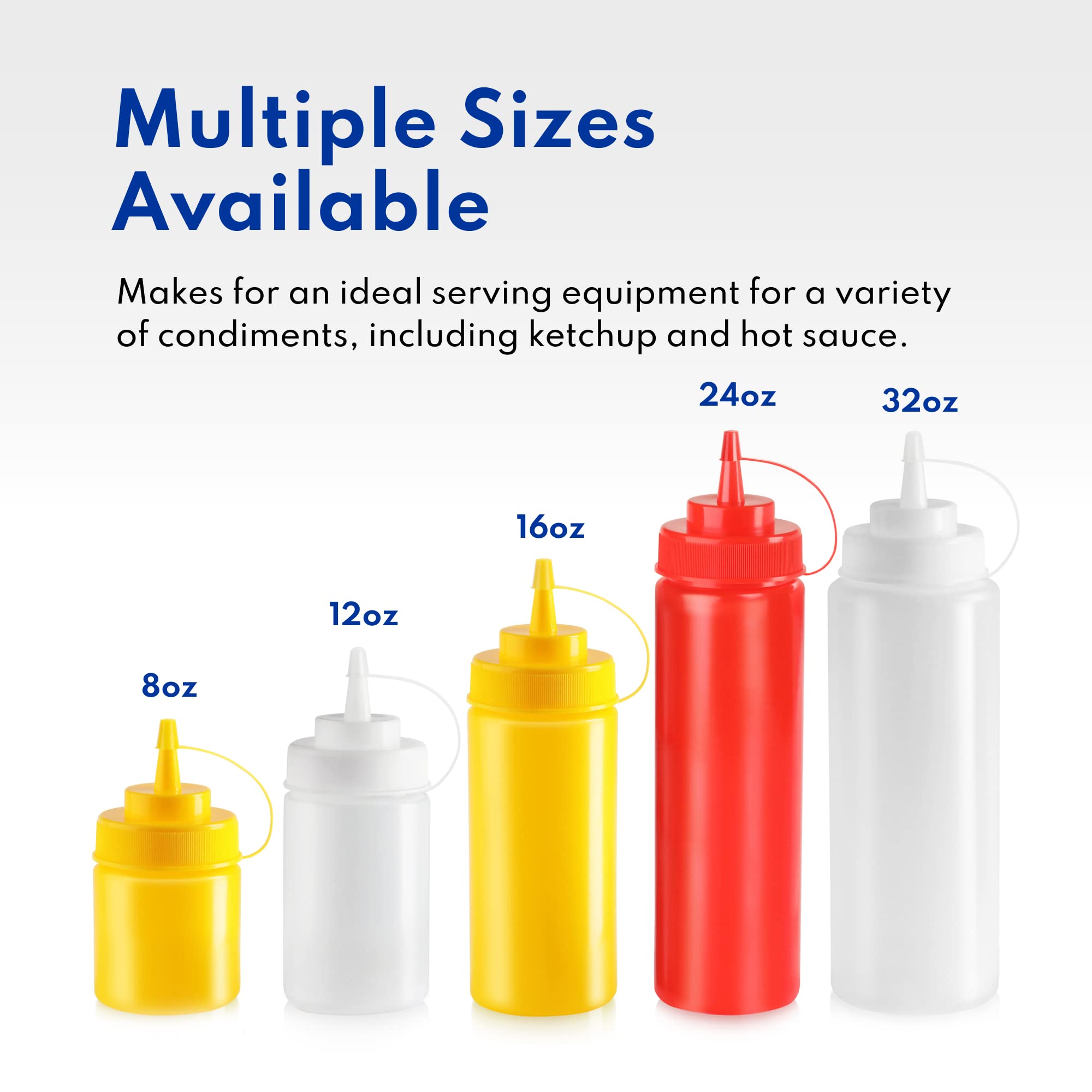 New Star Foodservice 26580 Plastic Squeeze Bottles with Caps - 24 oz Wide Mouth Yellow Condiment Dispensers (Pack of 6) - Ideal for Restaurants, Catering & Home Kitchen Use