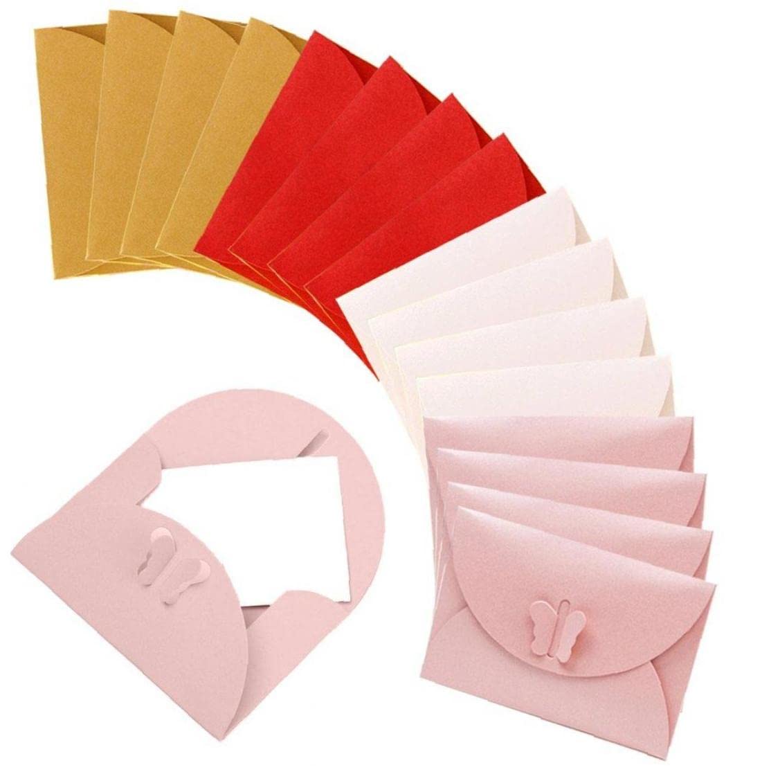 Mini Gift Card Envelopes 20pcs - Kraft Paper with Heart Clasp for Notes & Cards - 3.94x2.76inch - Perfect for Weddings & DIY Gifts