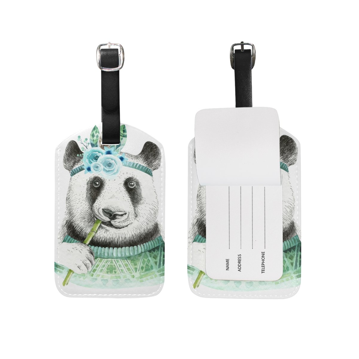 U LIFE Cute Animal Indian Panda Luggage Tag - Durable Travel Baggage ID Tags for Suitcases, Backpacks & Carry-Ons - Perfect for Airports, Hotels & Vacation Travel Accessories