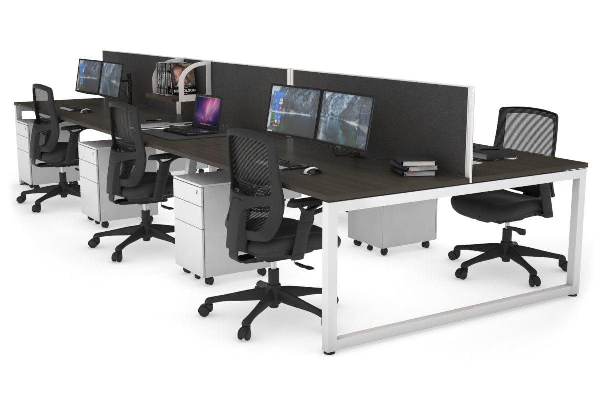 Quadro Loop Legs 6-Person Office Workstation - 1400L x 800W with Cable Management - Perfect for Open Office Layouts & Collaborative Workspaces