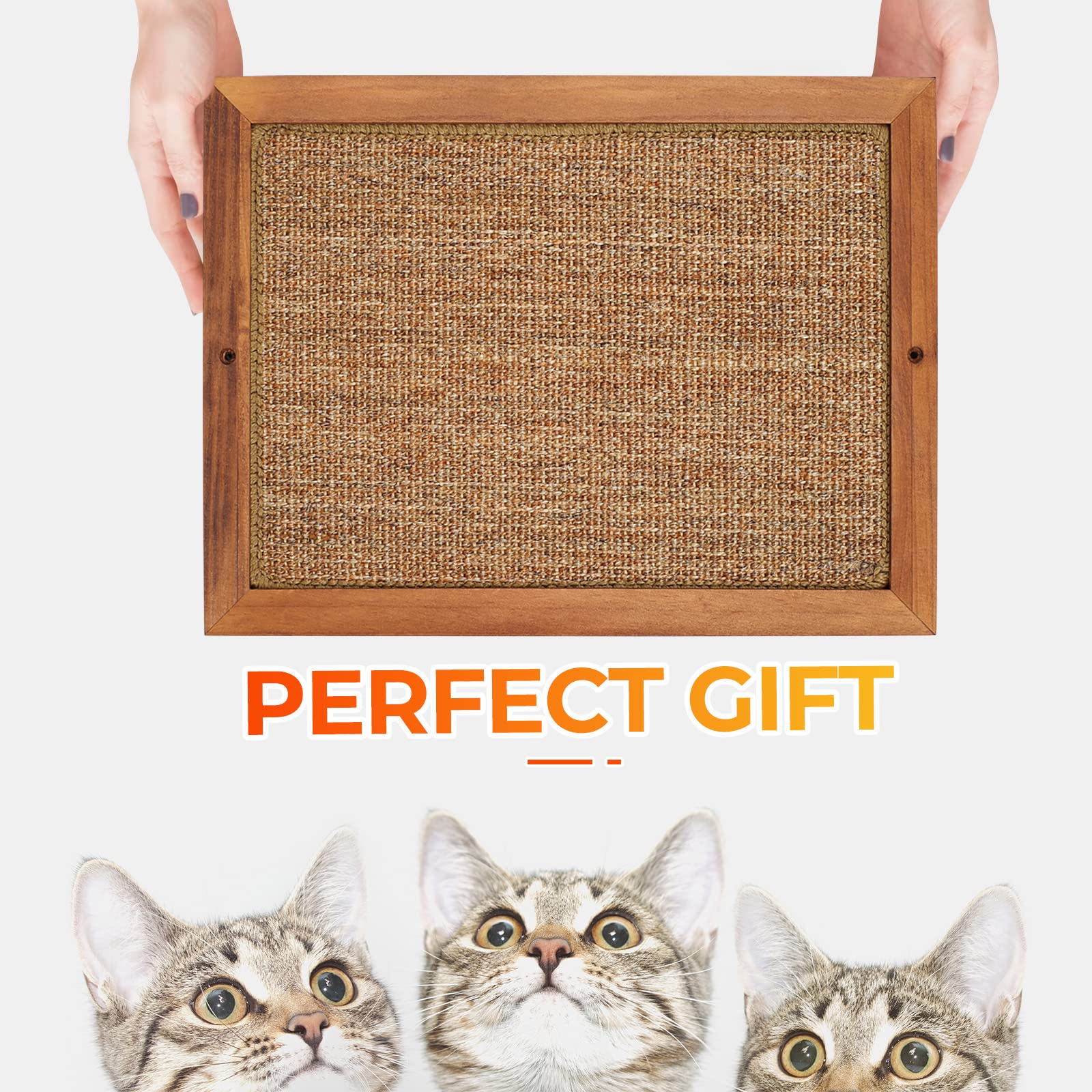 Premium Cat Scratching Post - Natural Wooden Sisal Cat Wall Scratcher for Indoor Cats | Floor & Wall Mounted Vertical Scratch Pad for Kittens & Adult Cats | Protects Furniture & Walls - Perfect for Living Rooms, Bedrooms & Home Offices