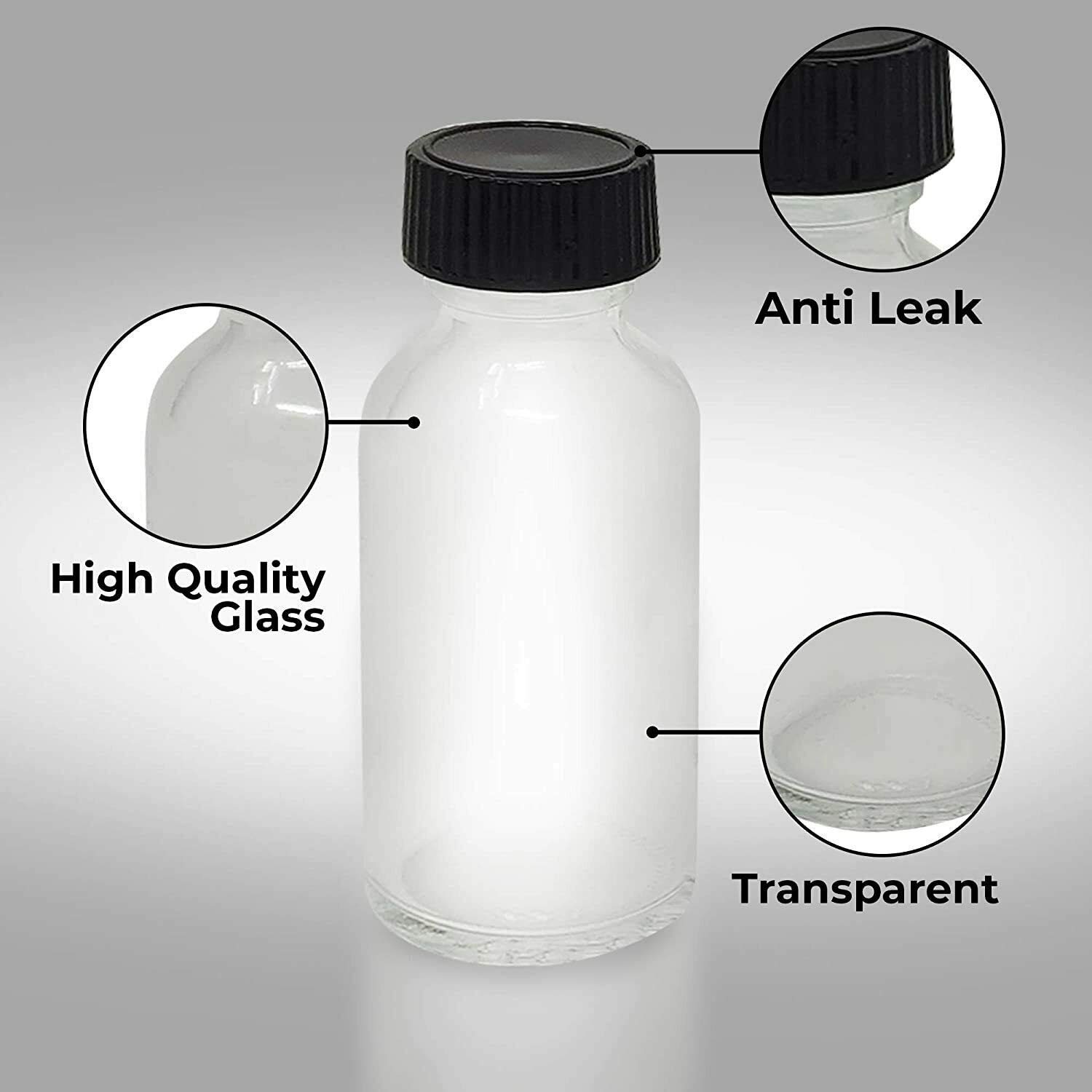 Leak-Proof Glass Bottles with Secure Caps - 1 Oz (12 Pack) for Essential Oils, Perfumes, Fragrances, Sauces & Hot Sauces - Perfect for DIY, Travel & Home Storage
