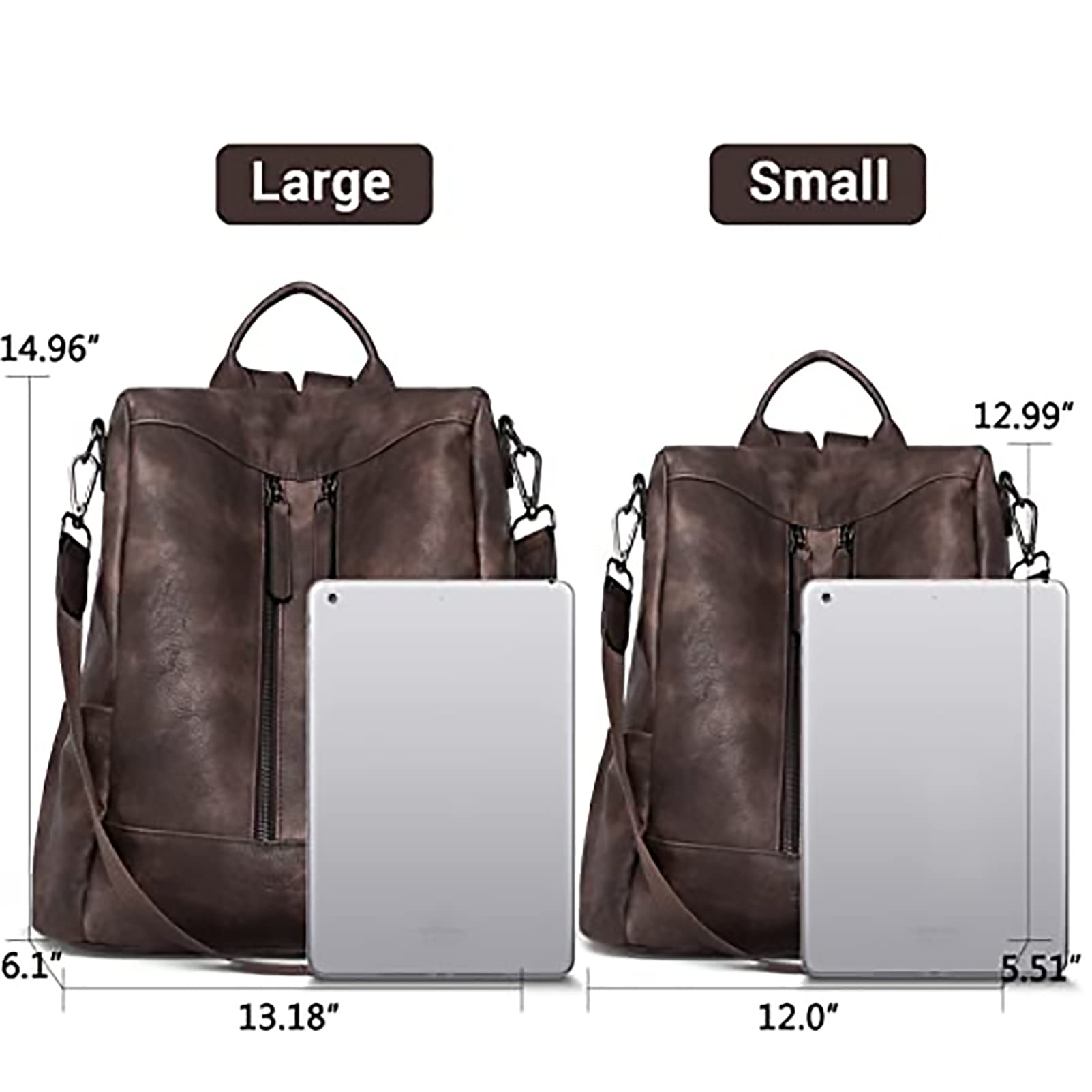 BROMEN Women's Leather Backpack Purse - Anti-Theft Bookbag with Shoulder Strap, Fashionable Handbag & Travel Backpack for Work, School & Daily Use