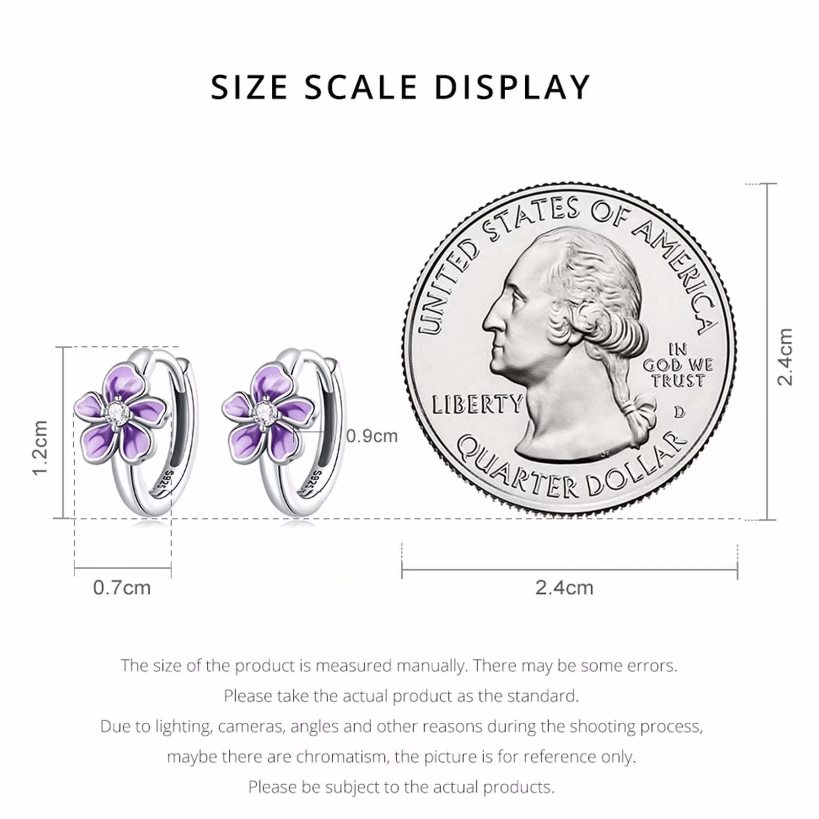 Hypoallergenic S925 Sterling Silver Purple Flower Hoop Earrings for Women - Dainty Huggie Hoops with Fresh Floral Design, Perfect for Everyday Wear, Date Nights & Gift Giving