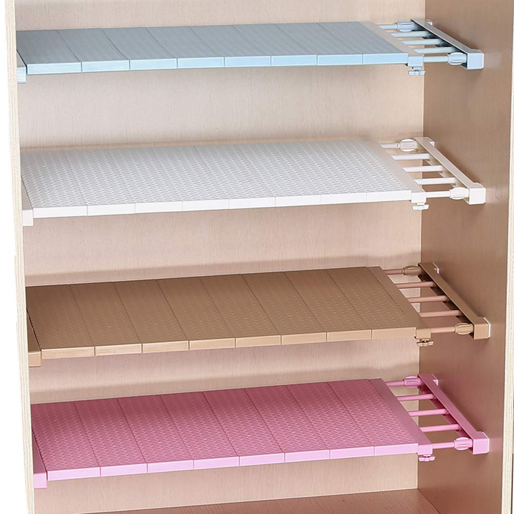 Adjustable Heavy Duty Closet Shelf Organizer - Retractable Wardrobe & Cupboard Storage Rack - Space Saving Shelf Divider for Kitchen, Bedroom, Office (Perfect for Organizing Clothes, Books & Kitchenware)
