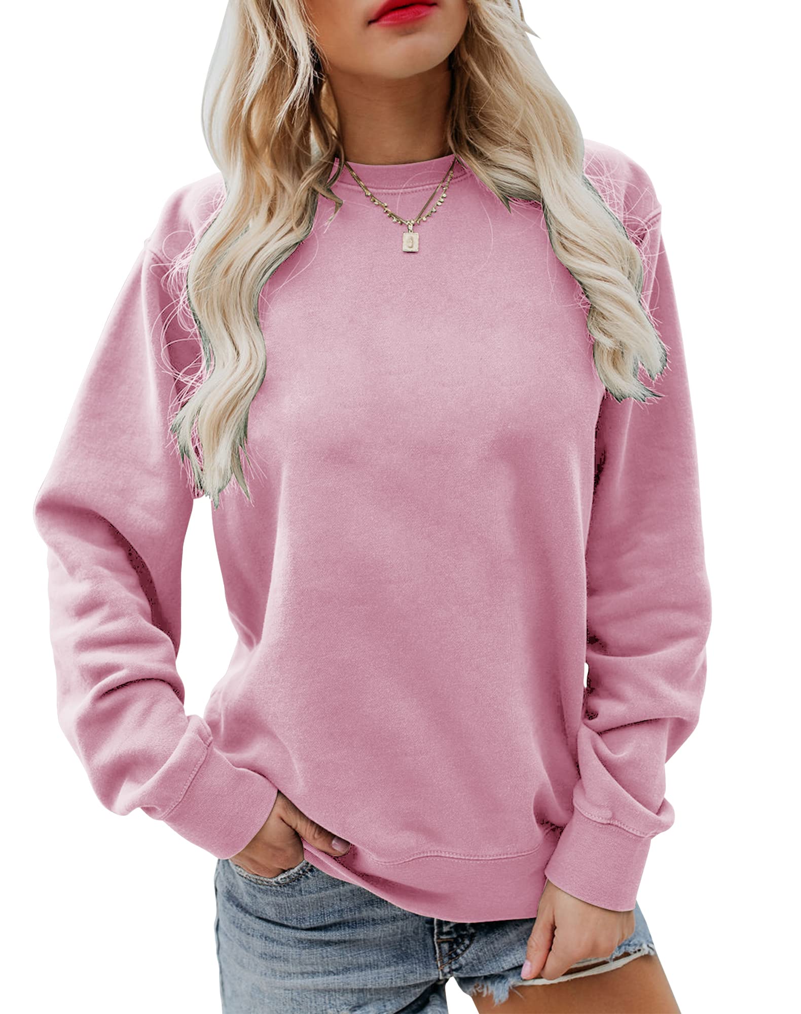 Women's Fall Long Sleeve Pullover Sweatshirt - Casual Round Neck Tops for Autumn | Perfect for Layering, Outdoor Activities & Cozy Everyday Wear