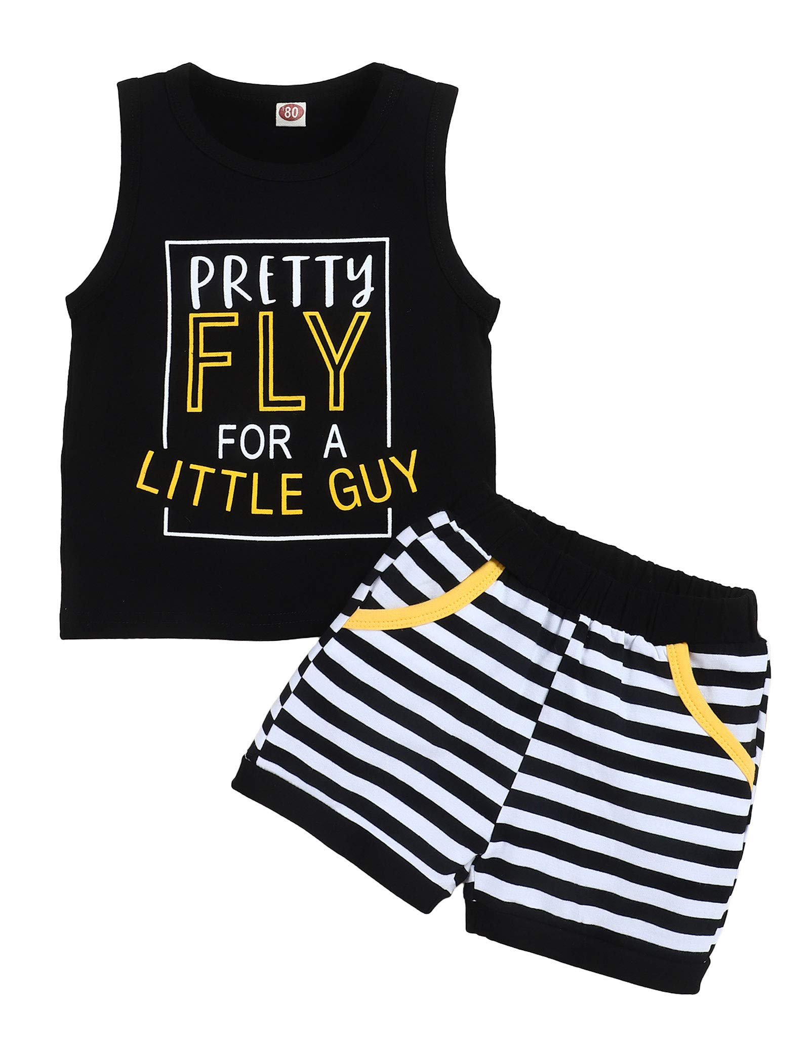 Crazyme Toddler Baby Boy Clothes Set - Sleeveless Striped Top & Shorts Outfit for Summer | Playtime, Beach & Outdoor Activities