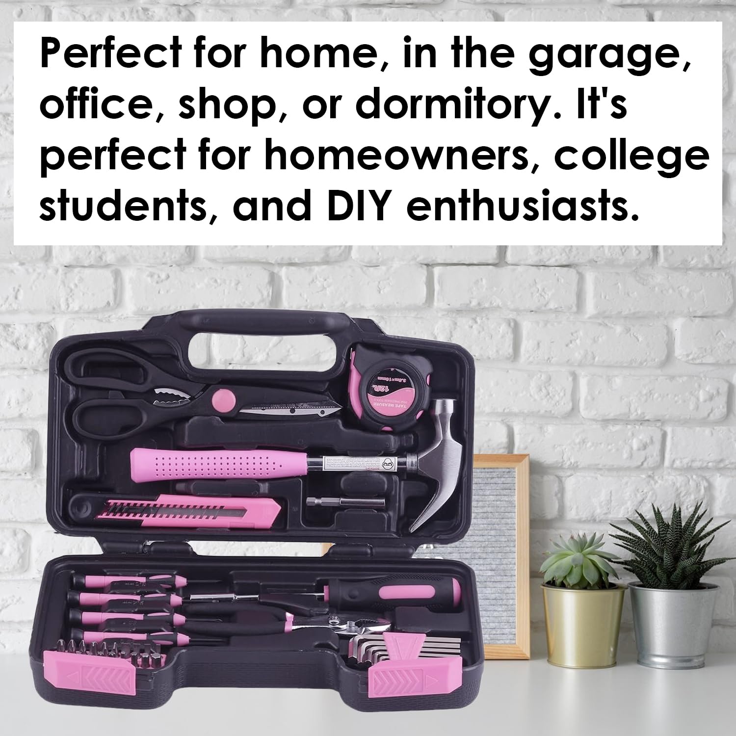 39-Piece Pink Tool Kit Set - Essential DIY Home Repair Tools for Household, College Students, Women & Men | Perfect for Small Fixes, Apartment Maintenance & Craft Projects