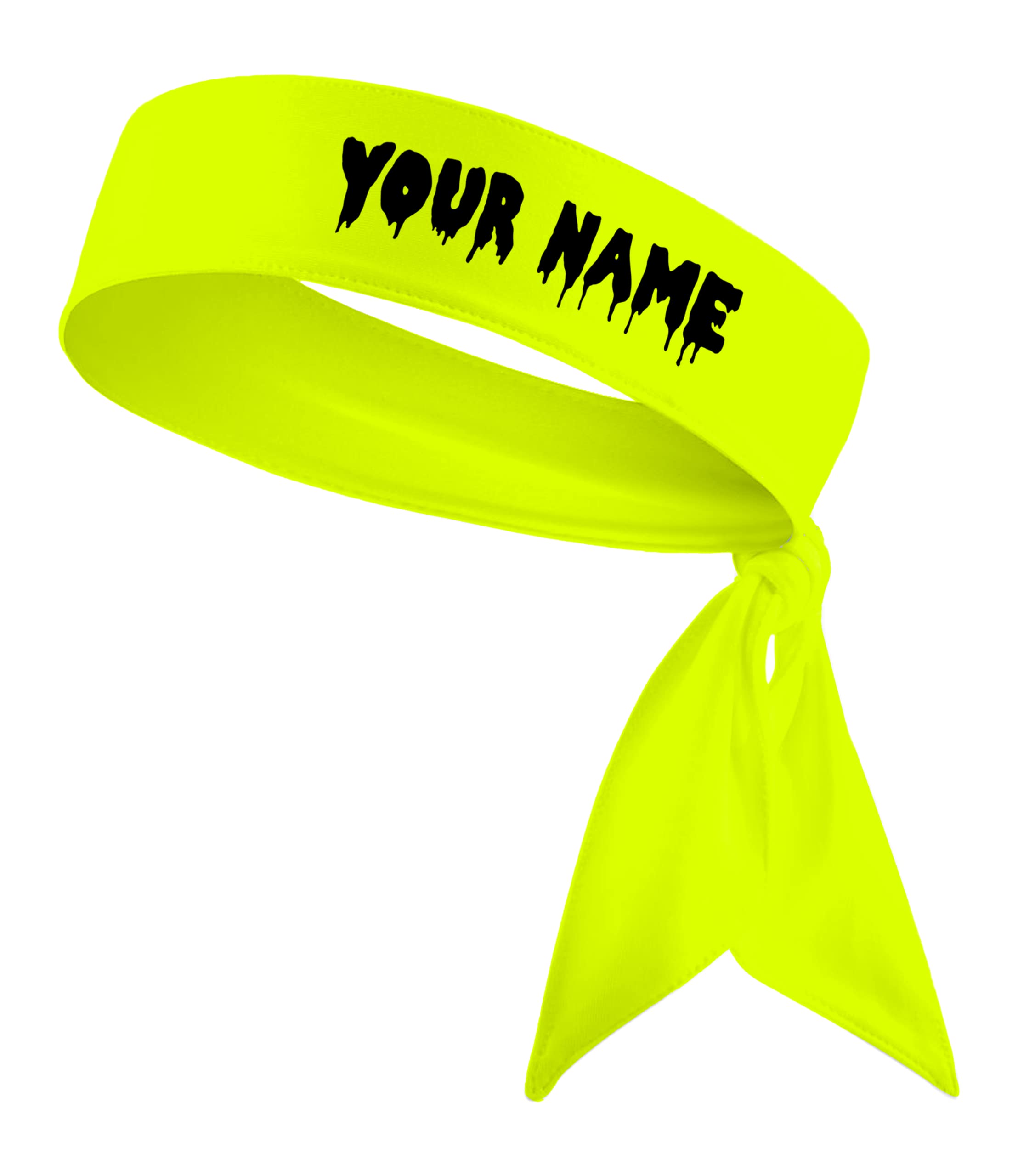 Custom Personalized Drippy Name Sports Head Tie Headband - White, Black, Red, Blue, Yellow, Orange, Green, Purple, Pink, Grey, Light & Dark Drip Patterns | Sweat-Wicking Workout Headband for Running, Basketball, Tennis & Gym Fitness Accessories
