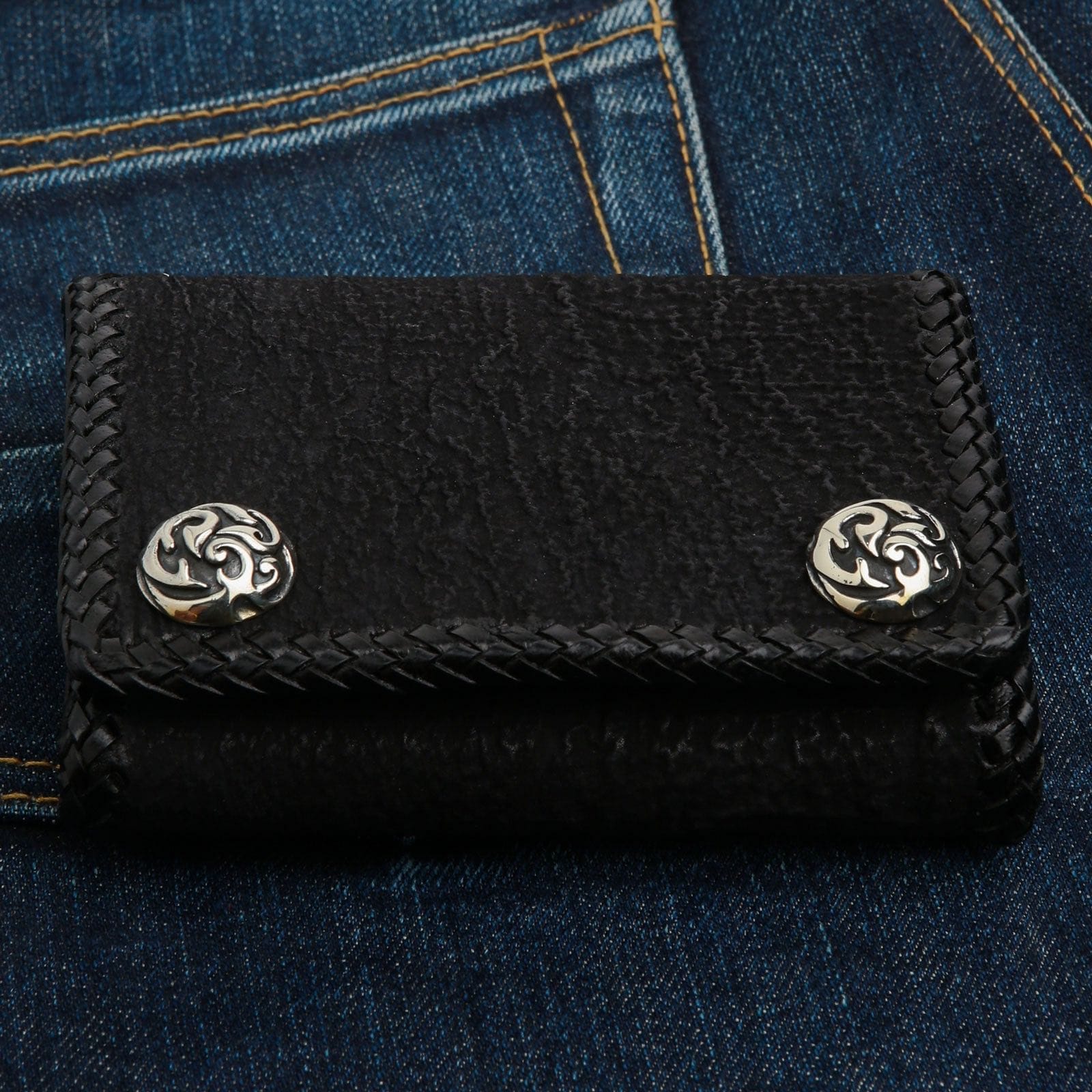 Authentic Shark Skin Leather Biker Wallet for Men - Durable RFID Blocking Motorcycle Wallet with Money Clip - Perfect for Riders, Travel & Everyday Use