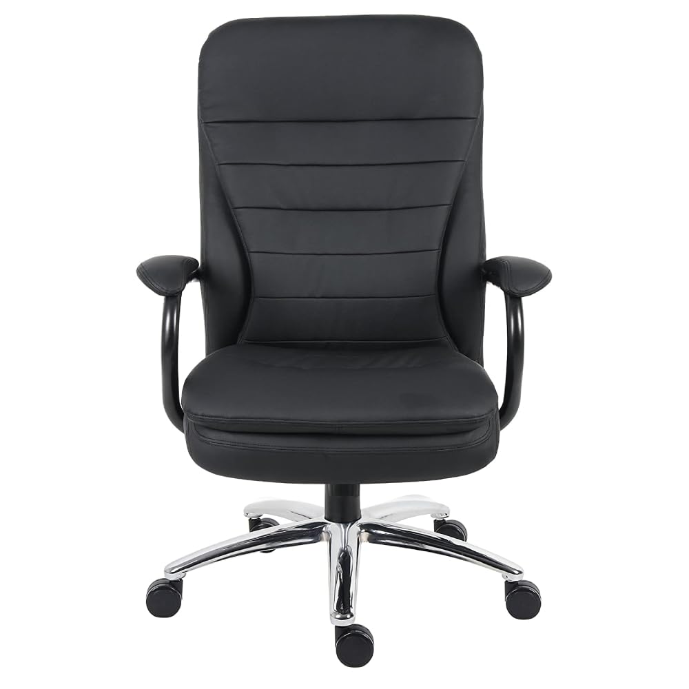 Premium Big and Tall Executive Office Chair for Heavy Duty - 500 lbs Capacity, Black Leather Ergonomic Computer Chair for Large Men - Ideal for Home Office, Gaming, and Professional Workspaces