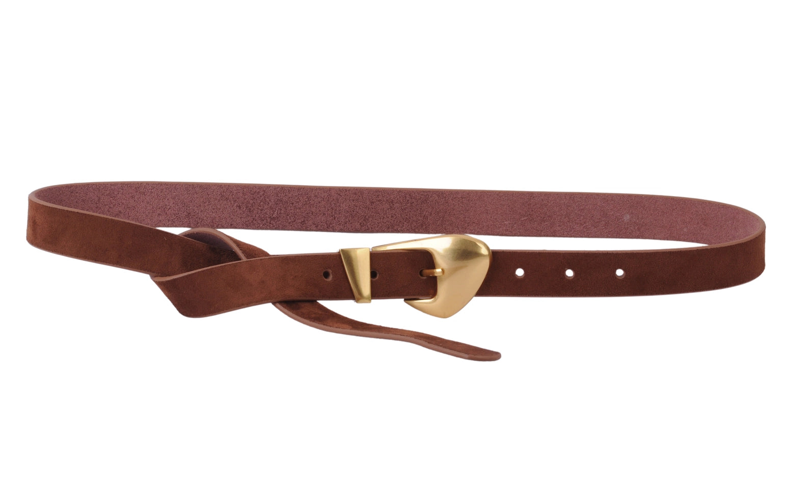 Slim Suede Liquid Gold Buckle Belt for Women - Fashionable Waist Accessory | Perfect for Jeans, Dresses & Office Outfits