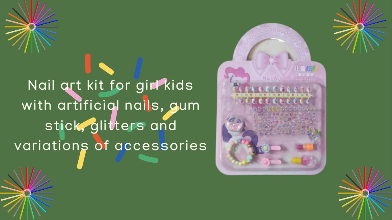 Big Size Nail Art and Eye Shadow Kit for Girls - 120pcs Artificial Nails with Tools, Glitters & Accessories - Perfect for Home Salon, Birthday Gifts & Kids Makeup Play - Safe & Fun DIY Beauty Set for Parties & Dress-Up