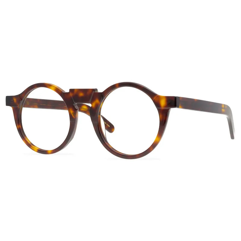Black Unisex Full Rim Acetate Round Eyeglasses 1465 - Stylish & Comfortable Glasses for Men & Women - Perfect for Reading, Work, and Everyday Wear