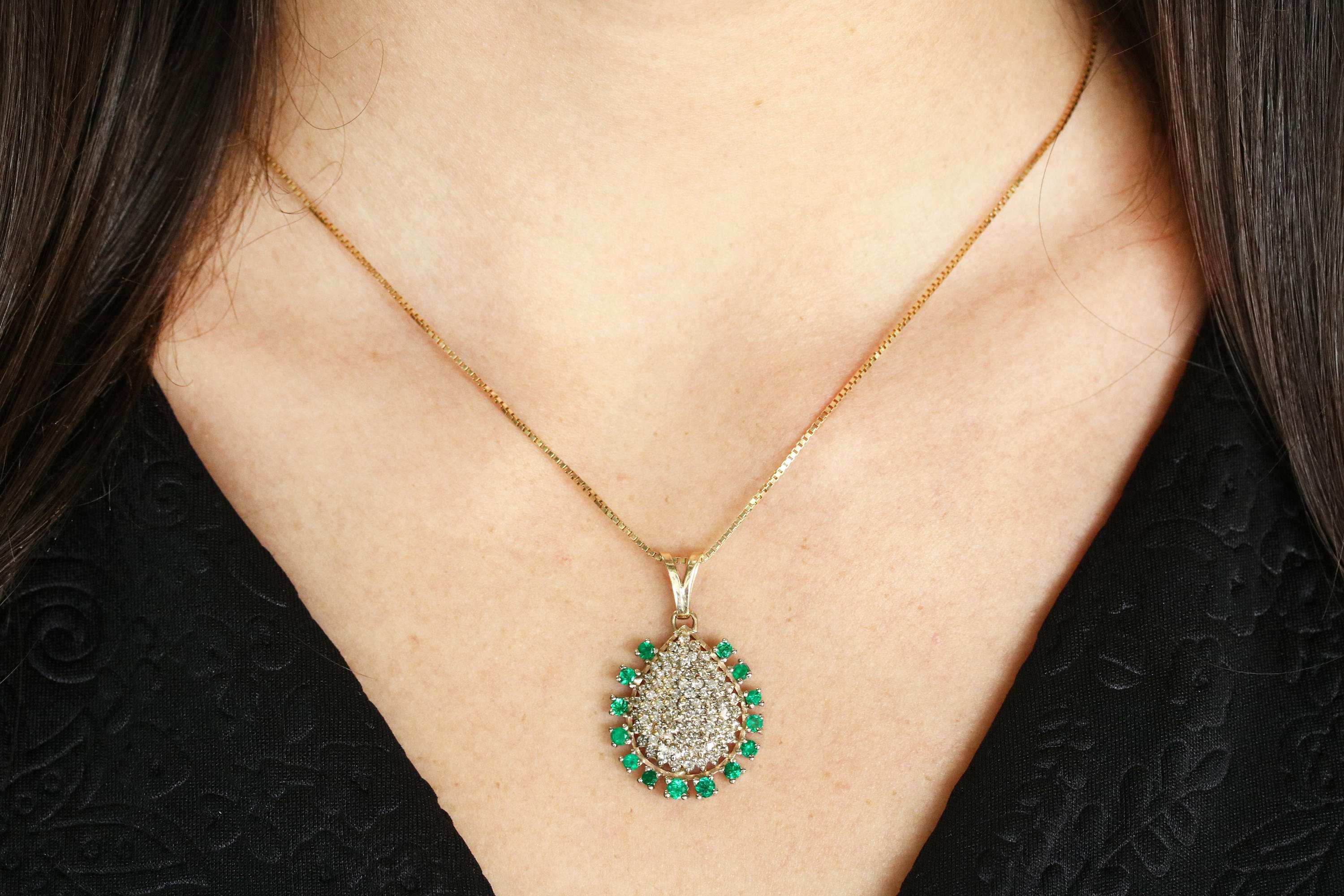 2.80tcw Colombian Emerald & Diamond Vintage Pendant Necklace in 14K Gold - Elegant Jewelry Gift for Women, Perfect for Weddings, Anniversaries & Special Occasions