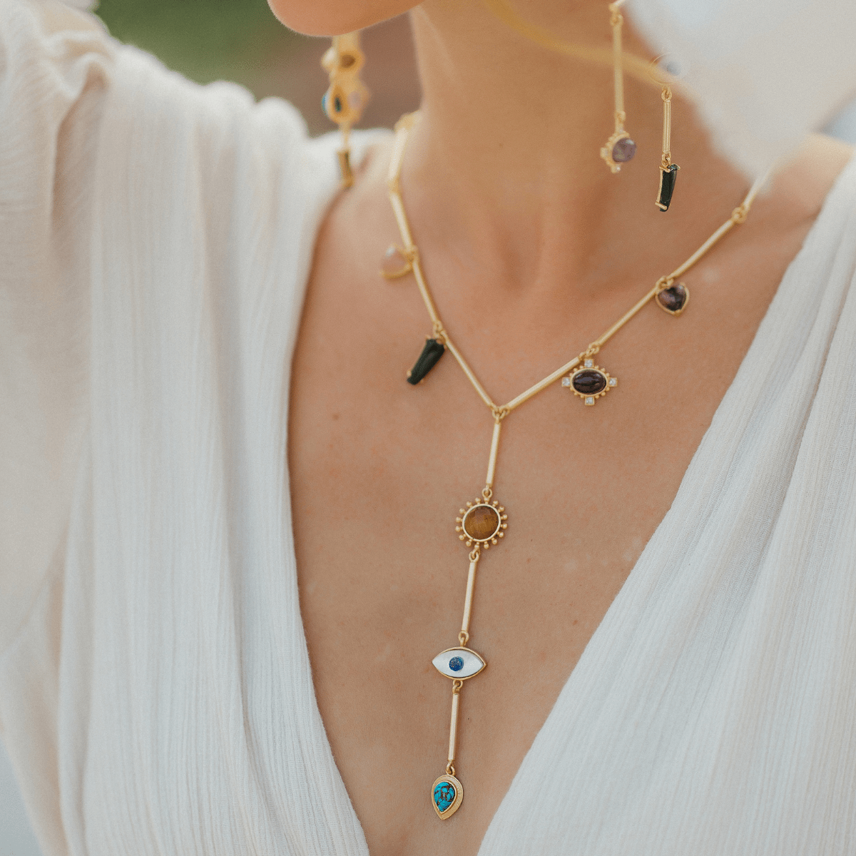 Layered Goddess Necklace Set - 3 Piece Jewelry Collection (Necklace, Choker & Earrings) | Boho Chic Accessories for Women, Perfect for Festivals, Date Nights & Layered Jewelry Looks