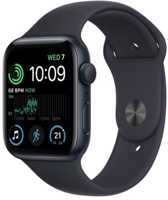 Apple Watch SE 2 (2022) 44mm GPS + Cellular Smartwatch - Midnight Aluminum Case with Midnight Sport Band (M/L Size, Model MNU03LL/A) | Fitness Tracker, Heart Rate Monitor, Water Resistant for Running, Swimming & Daily Use