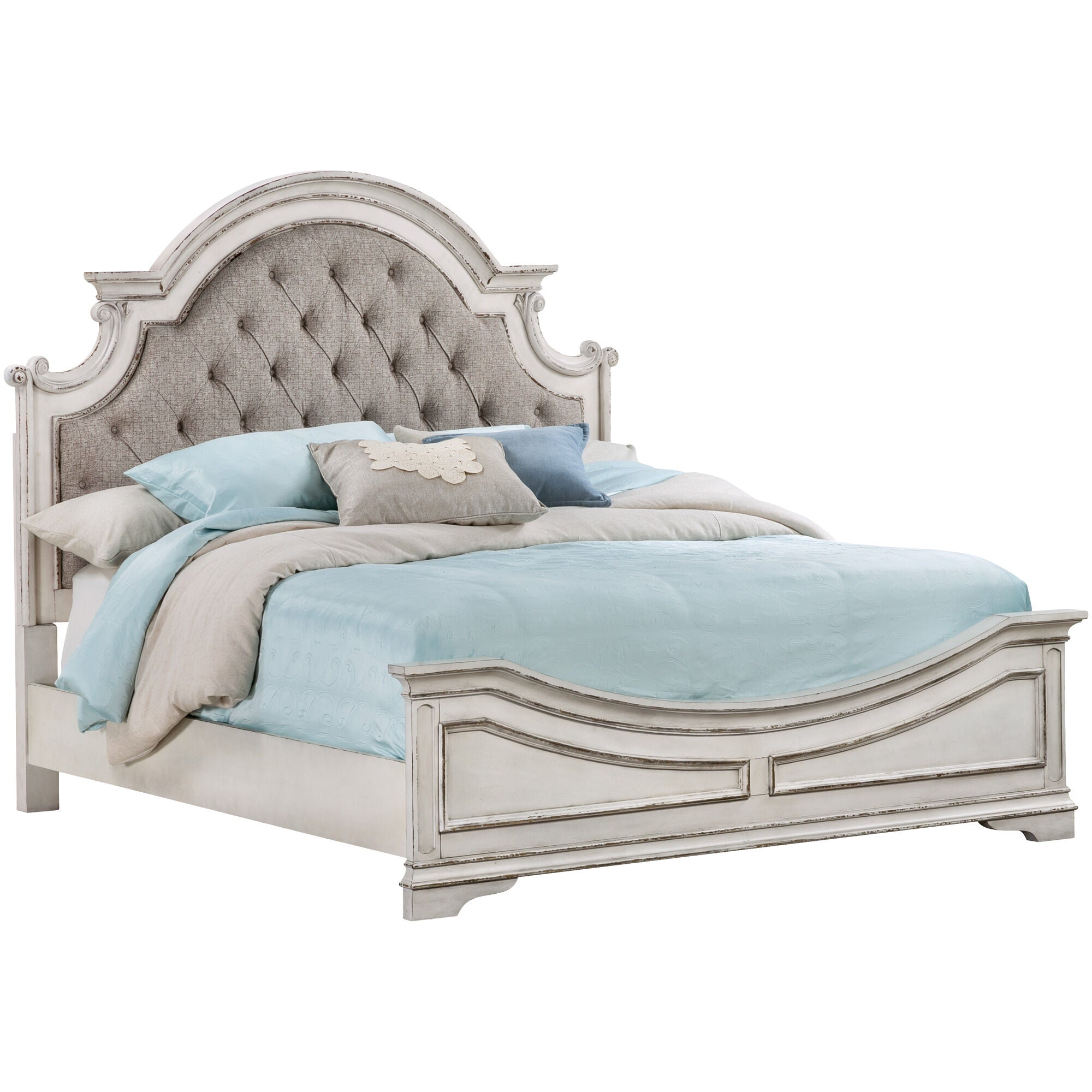 Magnolia Manor Upholstered Bed - Queen Size Upholstered Platform Bed Frame with Button Tufted Headboard - Perfect for Master Bedroom, Guest Room & Modern Home Decor