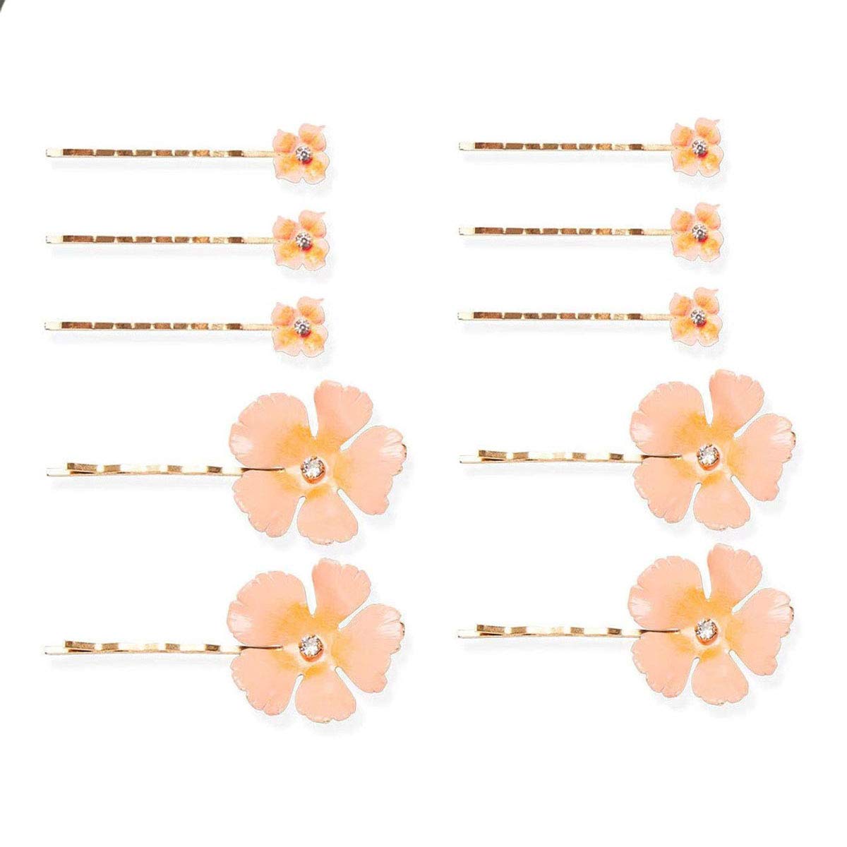 10PCS Fashion Flower Bobby Pin Hair Clips - Wedding Bride Metal Hair Pins Side Clips for Women (Pink) | Perfect for Bridal Accessories, Prom, Parties & Everyday Hairstyles