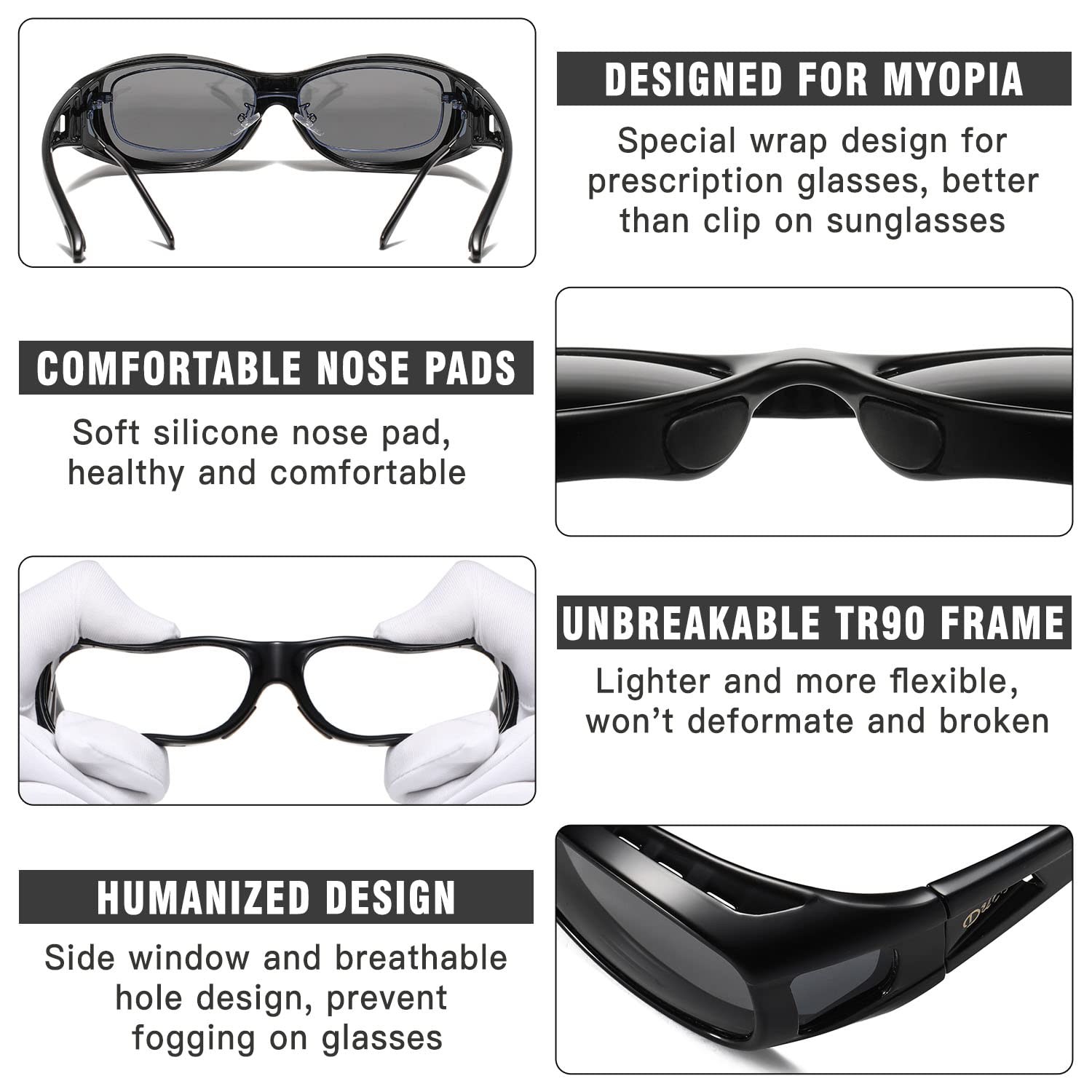DUCO Polarized Wraparound Fitover Sunglasses for Men & Women - UV400 Protection, Anti-Glare Driving Glasses (Model 8953) | Perfect for Outdoor Activities, Driving, Fishing & Everyday Sun Protection