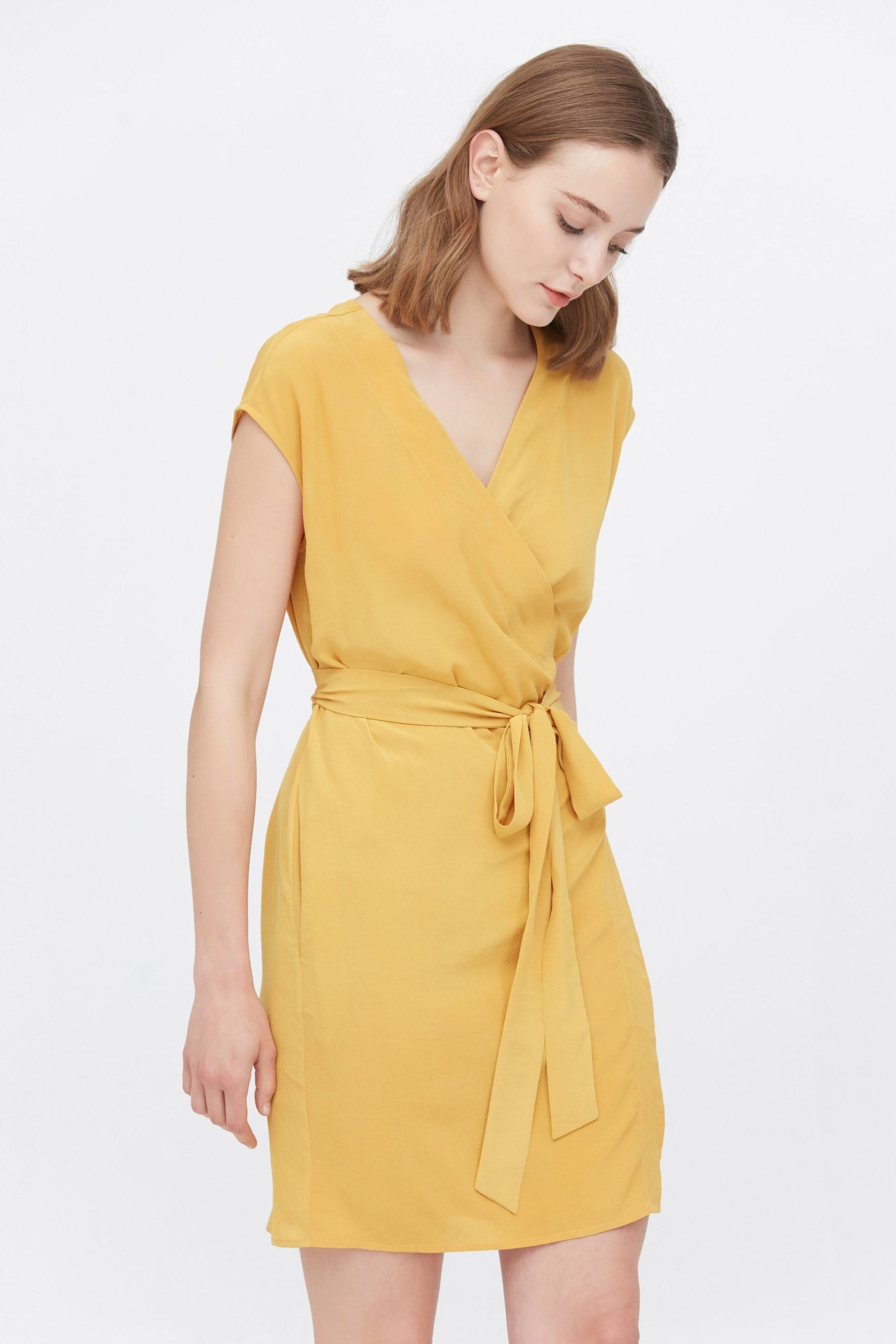 Elegant Silk V-Neck Wrap Dress for Women - Flattering Summer & Evening Wear - Perfect for Weddings, Parties & Date Nights
