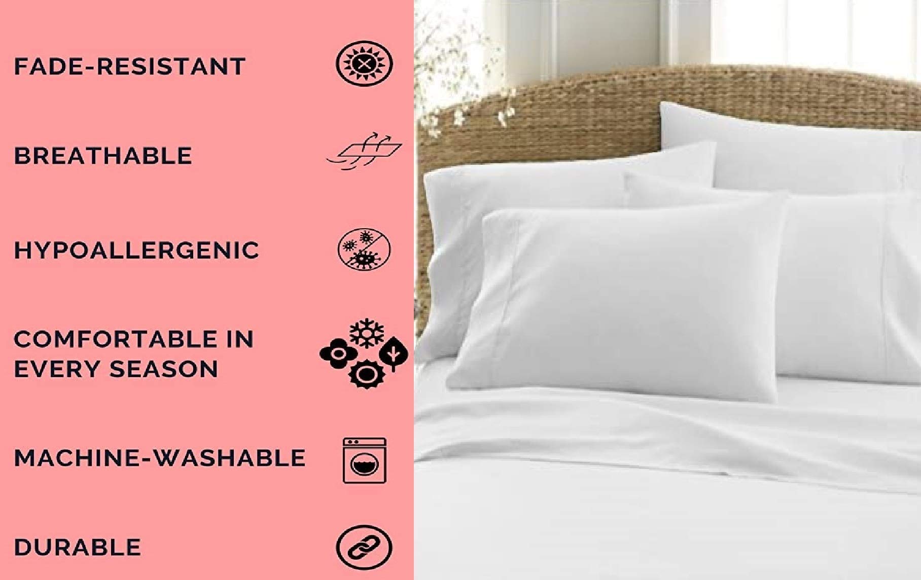 Luxury 100% Egyptian Cotton RV King Bed Sheet Set - 4 Piece, 400 Thread Count, Breathable & Soft Sateen Weave, Deep Pocket Fits 14