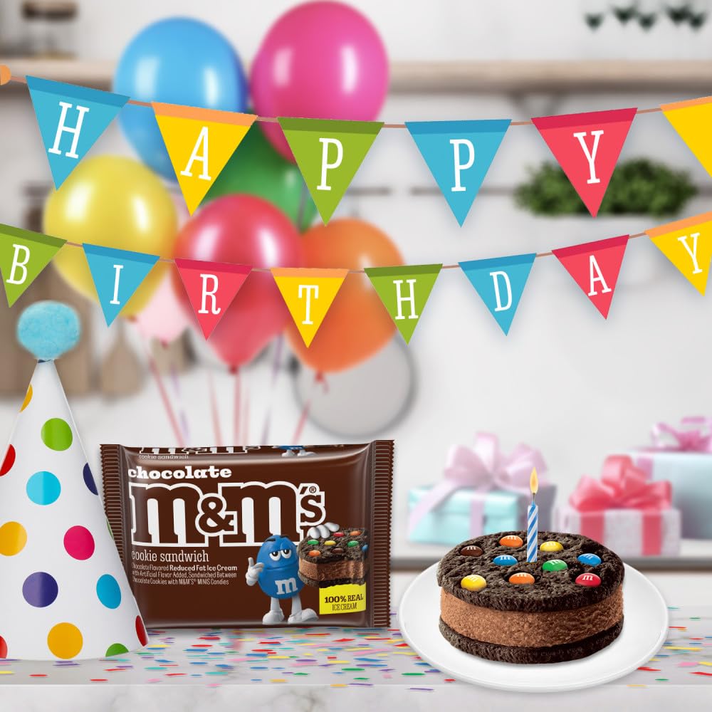 M&M's Chocolate Ice Cream Sandwich - 4 Fl Oz (Pack of 4) Frozen Treats | Perfect for Summer Parties, Birthday Celebrations & Family Dessert Time