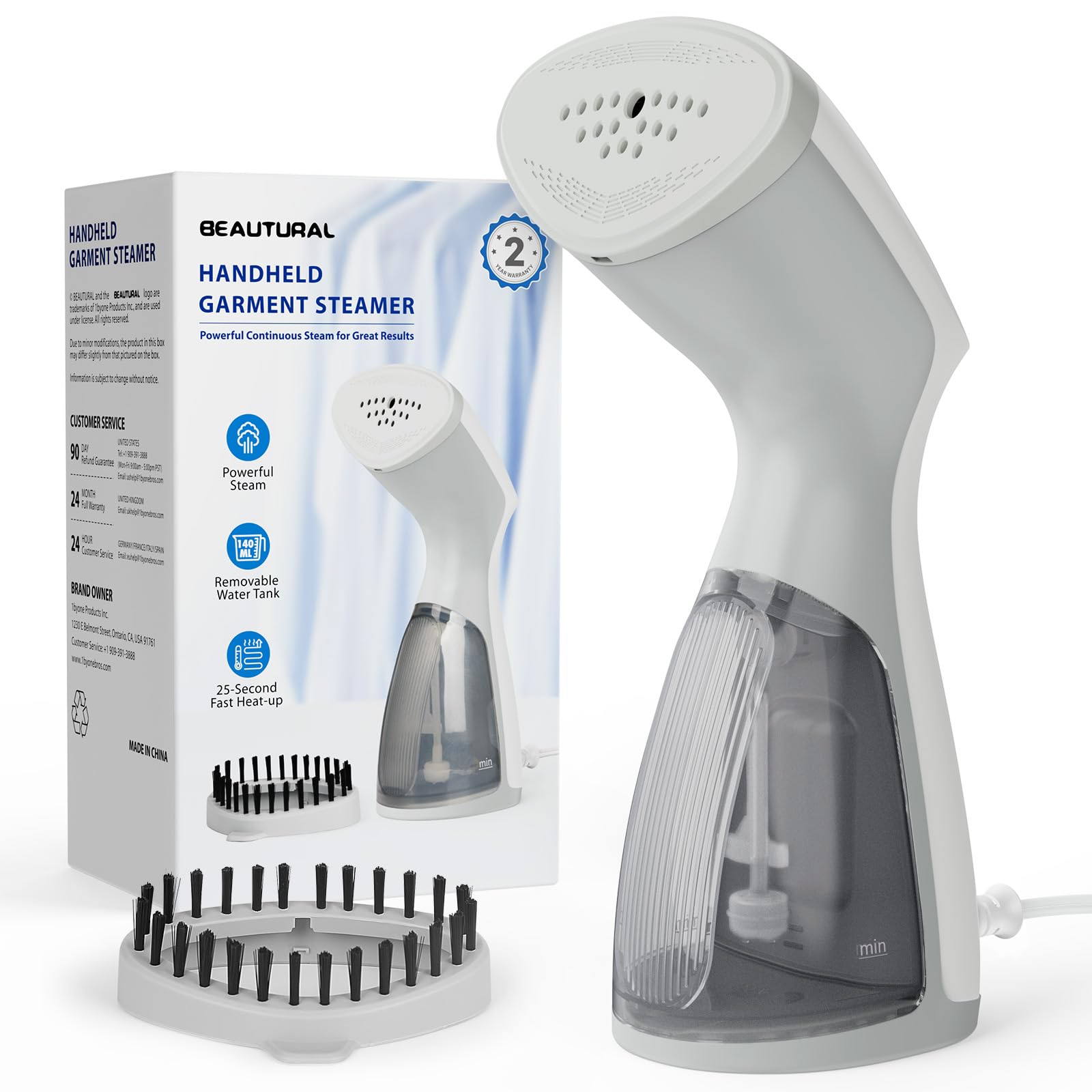 BEAUTURAL 1000W Handheld Clothes Steamer - Compact Portable Garment Steamer with 140ML Water Tank for Quick Wrinkle Removal | Perfect for Home, Office, Travel & Wedding Outfits