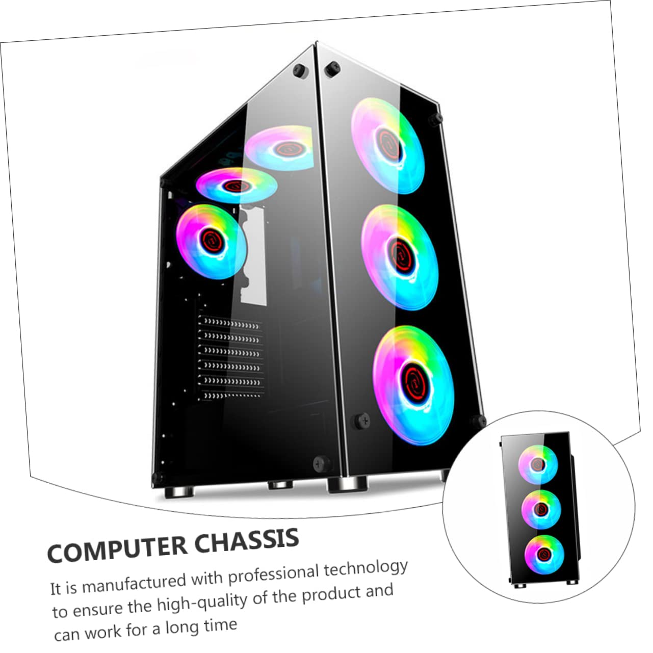 Lurrose ATX Mid Tower Gaming PC Case - Tempered Glass Side Panel, High Airflow Design for MATX/ATX Motherboards - Perfect for Gaming Rigs & Workstations