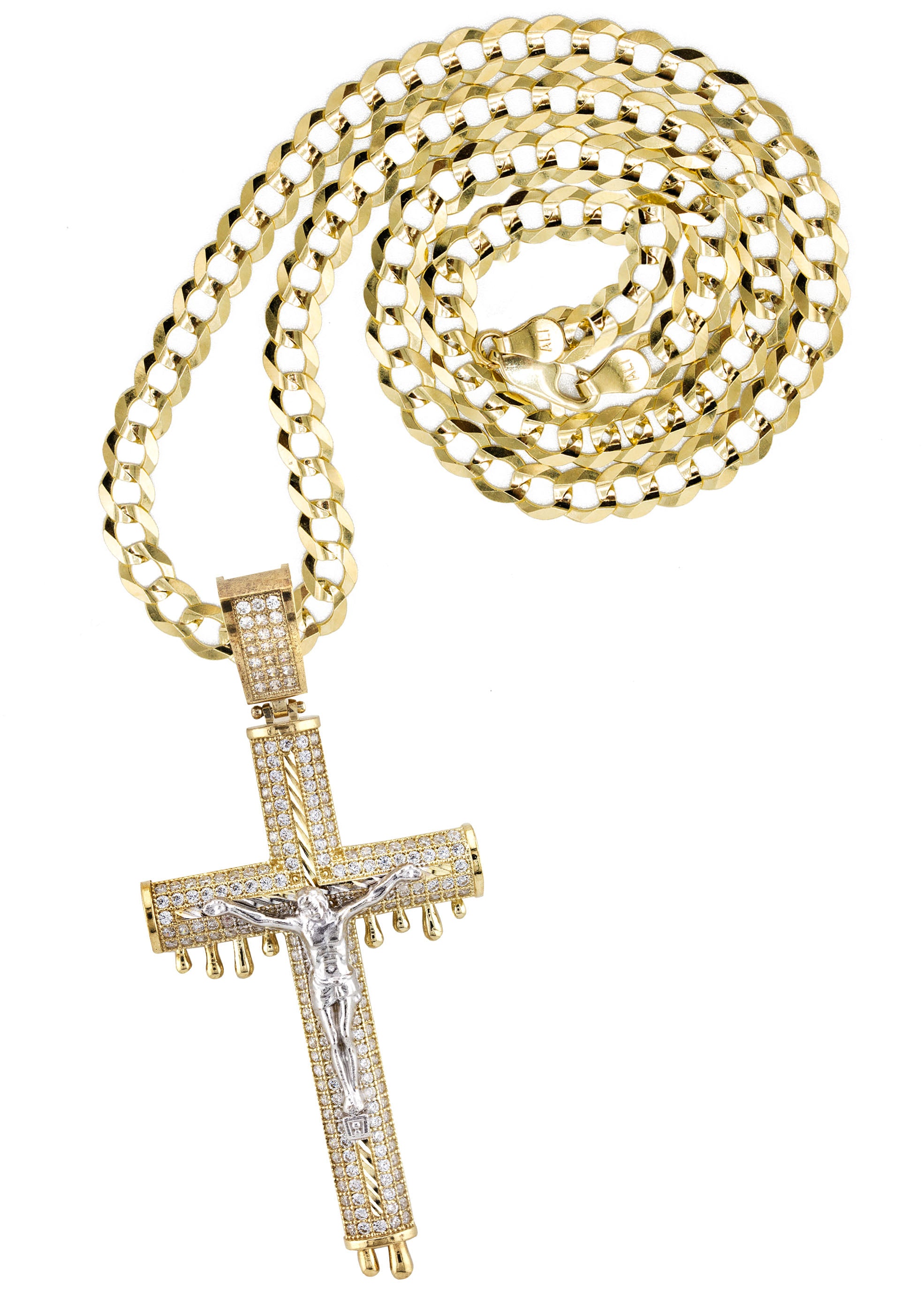 10K Yellow Gold Cross Necklace for Women & Men - Small 12g & Large 20g - Elegant Religious Jewelry for Everyday Wear, Gifts & Special Occasions