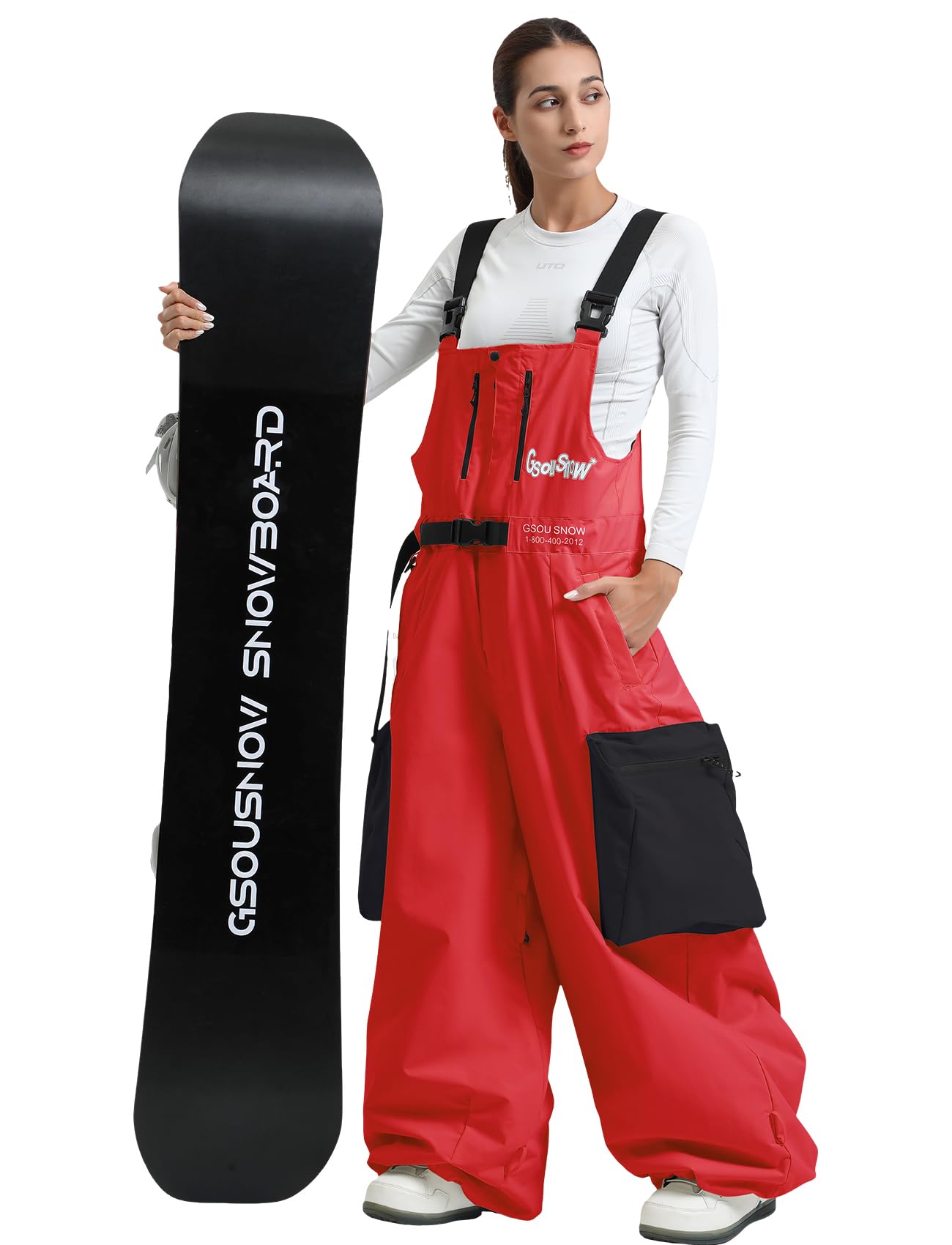 GSOU SNOW Baggy Snowboard Bibs for Women & Men - Insulated Loose Fit Ski Pants Overalls for Winter Outdoor Sports | Waterproof Snowboarding, Skiing, Snow Tubing & Cold Weather Activities